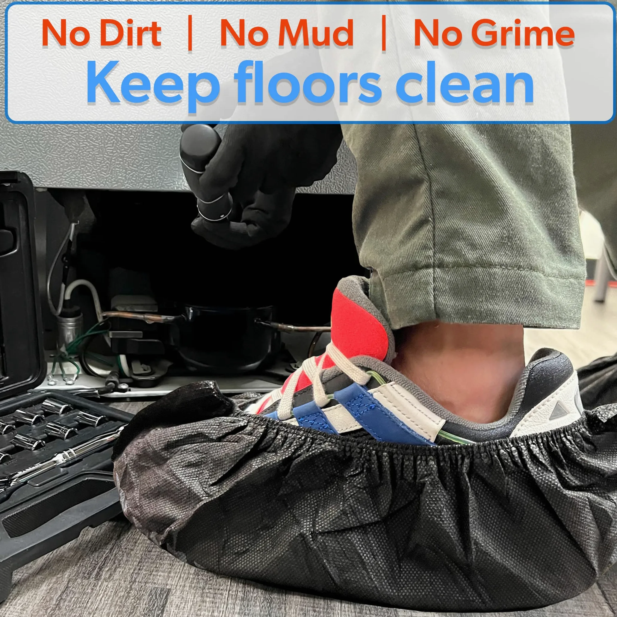 Lot de 100 couvre-bottes et chaussures jetables antidérapants et résistants à l'eau pour l'intérieur - Bottes durables de qualité supérieure avec semelles antidérapantes - Pour homme et