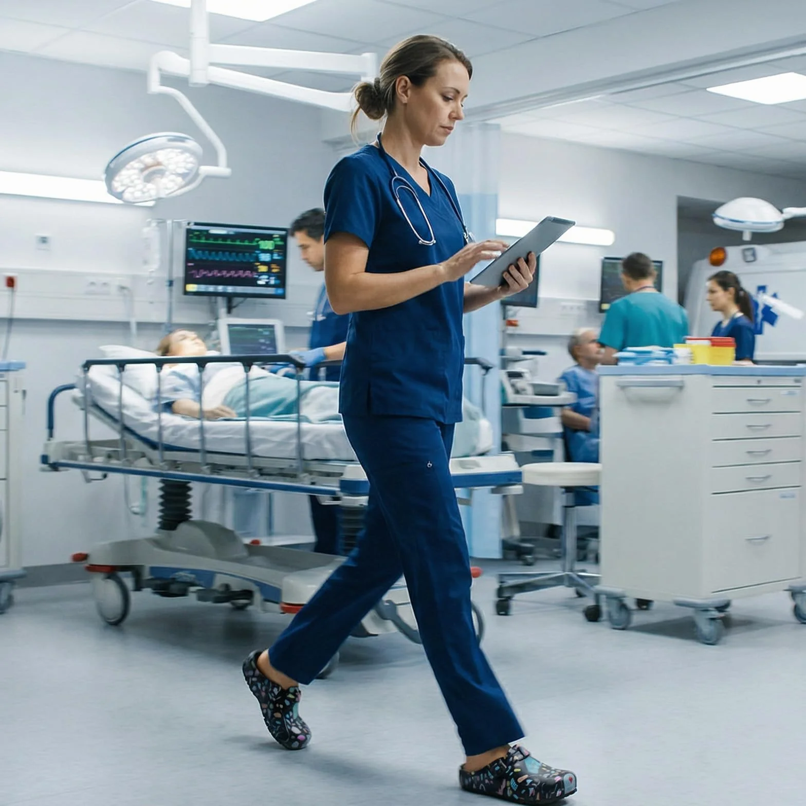 Sabots Médicaux Femme Antidérapants – Chaussures de Travail en EVA Imperméables, Légères et Confortables, Sabots Infirmière à Motifs pour Hôpital Jardin Usage Quotidien