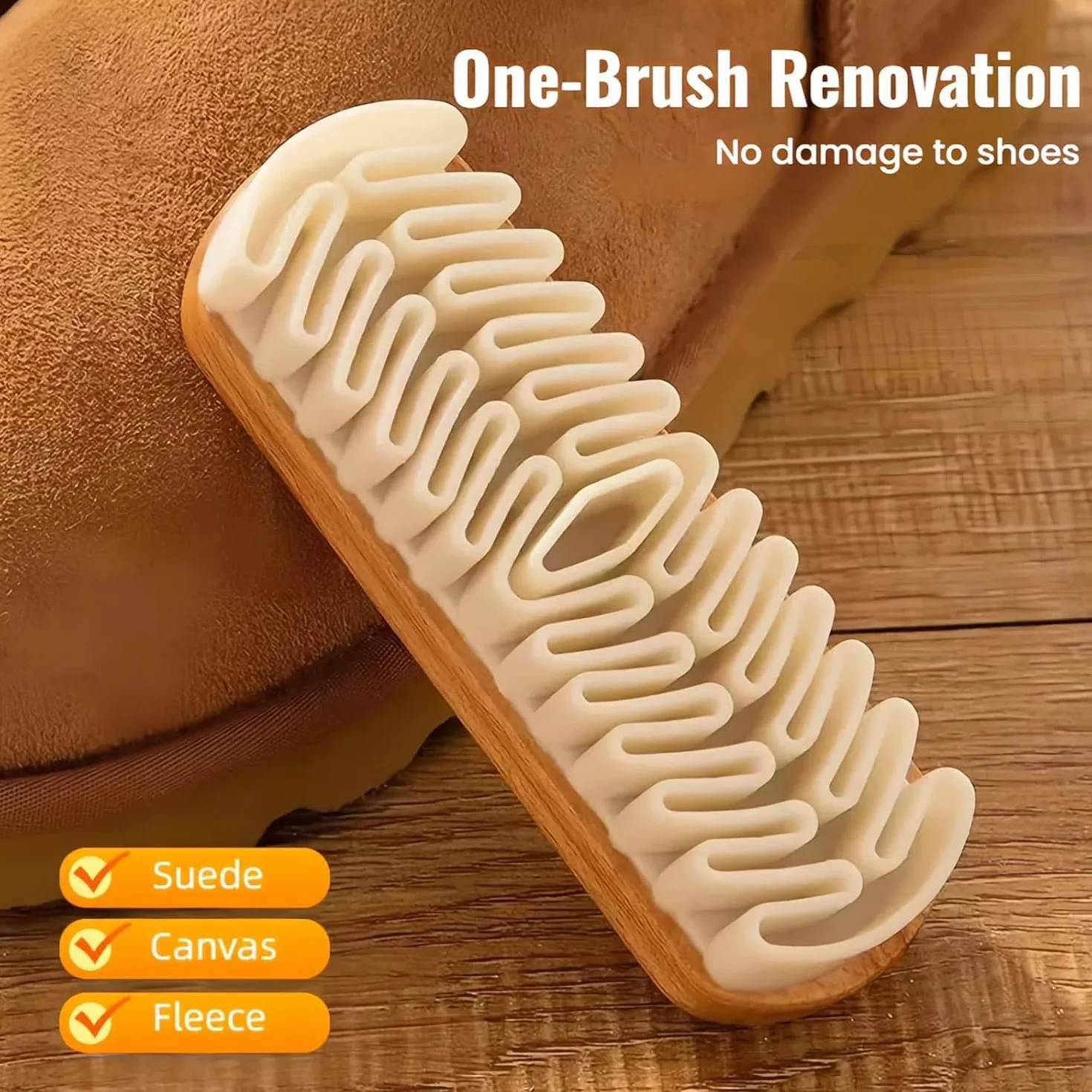 Brosse et Gomme en Daim pour Chaussures, Doux, Manche en Bois, Nettoyage (1PCS)