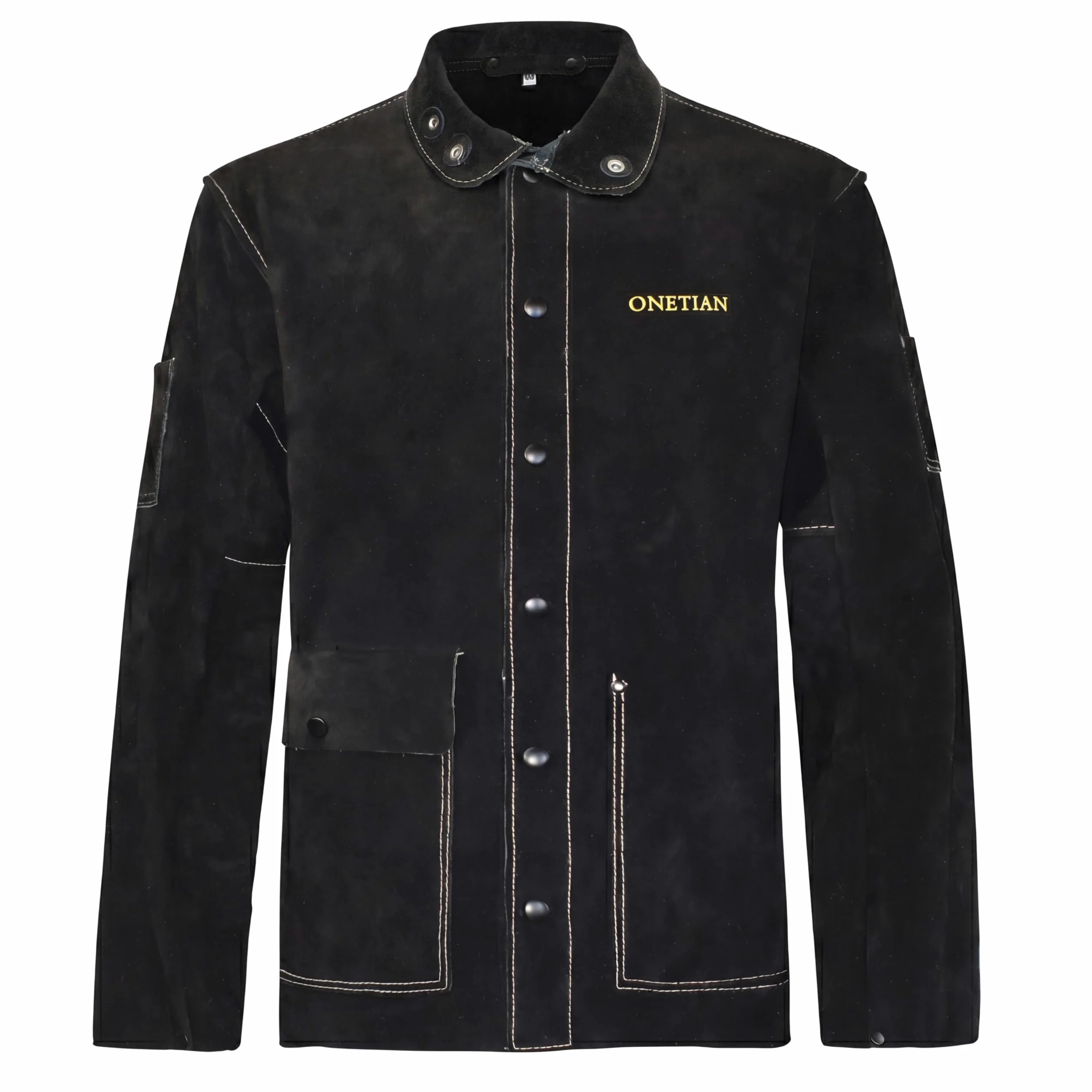 Veste de soudage en cuir, manteau de sécurité robuste, résistant à la chaleur et aux flammes