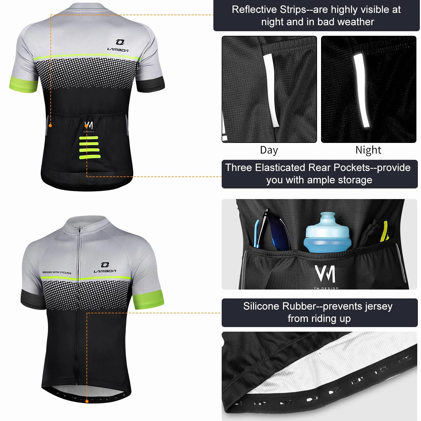 LAMEDA Maillot Cyclisme Homme Velo VTT Vélo de Route Manches Courtes Séchage Rapide Léger Respiant Confort
