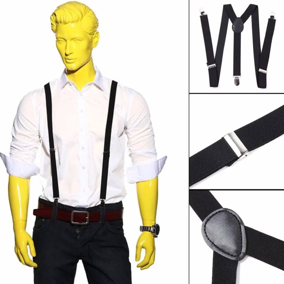 Boolavard Pince réglable Mens unisexe femmes pantalon entièrement élastique Y-dos jarretelles bretelles