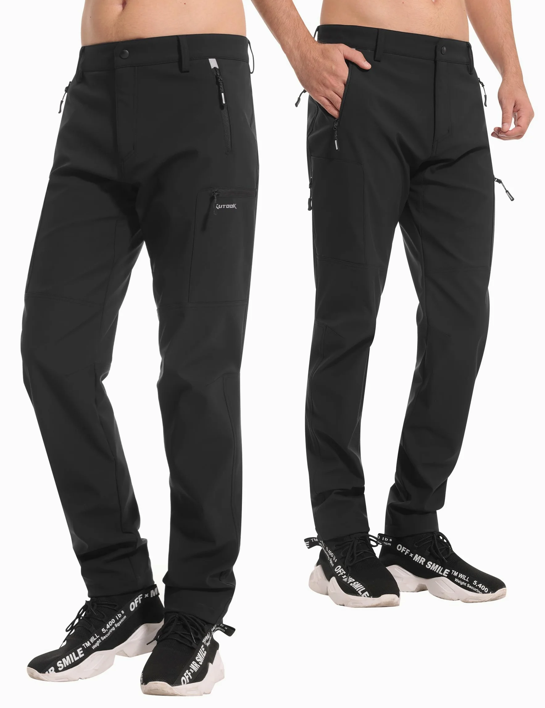 KUTOOK Veste Softshell Homme Veste de Randonnée Imperméable à Capuche Veste de Travail Homme Coupe Vent Chaud Hiver