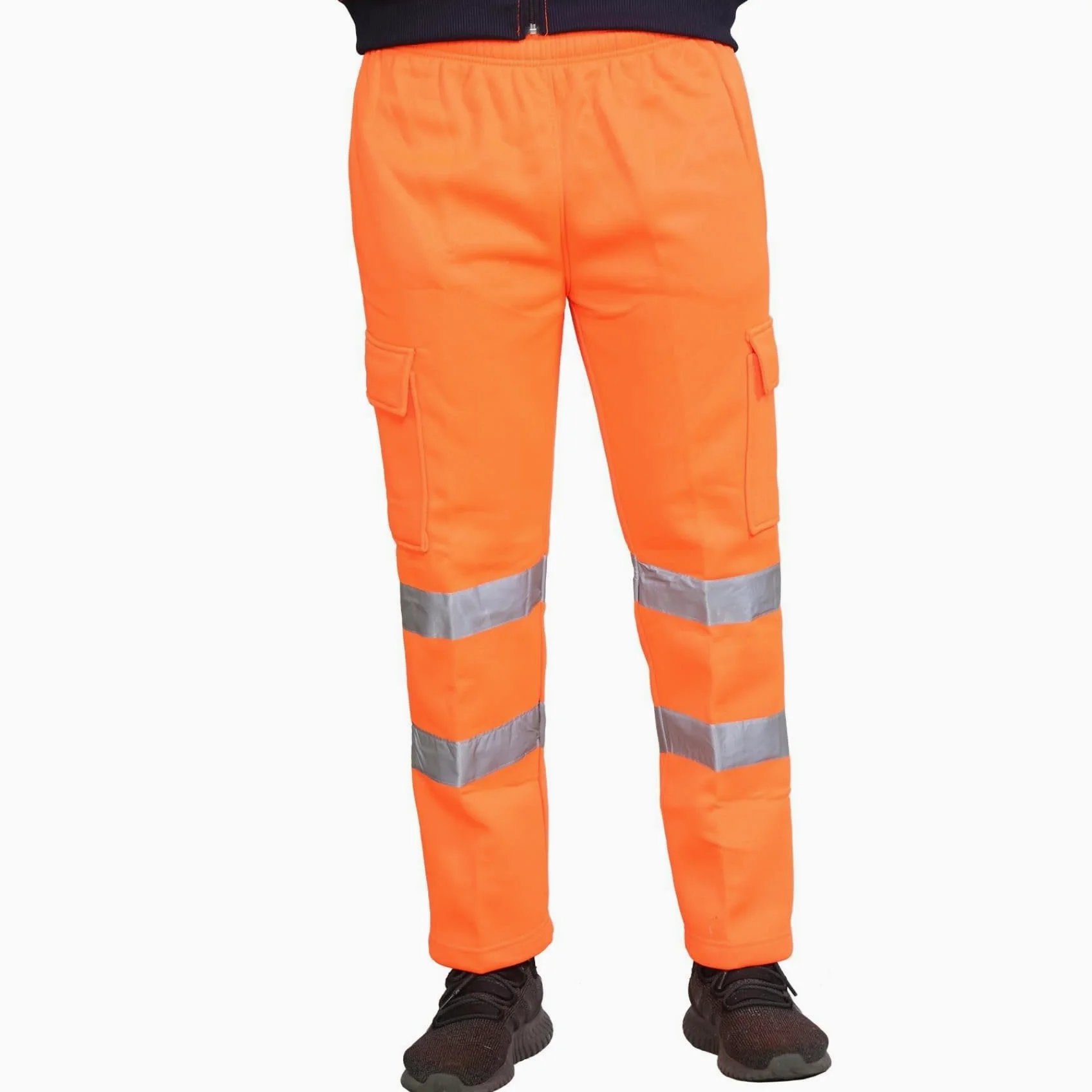 Homme Pantalon Haute Visibilite, vêtements de Sécurité, Bande Bicolore Réfléchissante Pantalon Polaire Homme Travail Combat Joggeurs