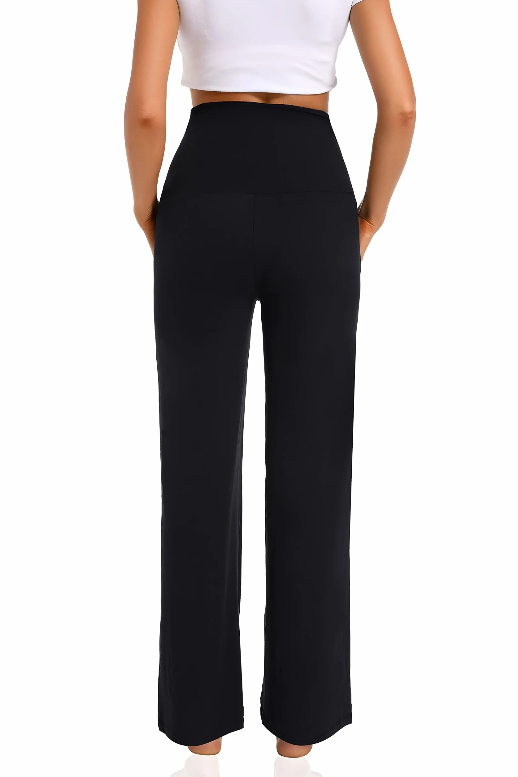 Pantalon Maternité Jambes Larges Pantalon Long Décontracté De Taille Haute Grossesse Femme Pantalons De Grossesse