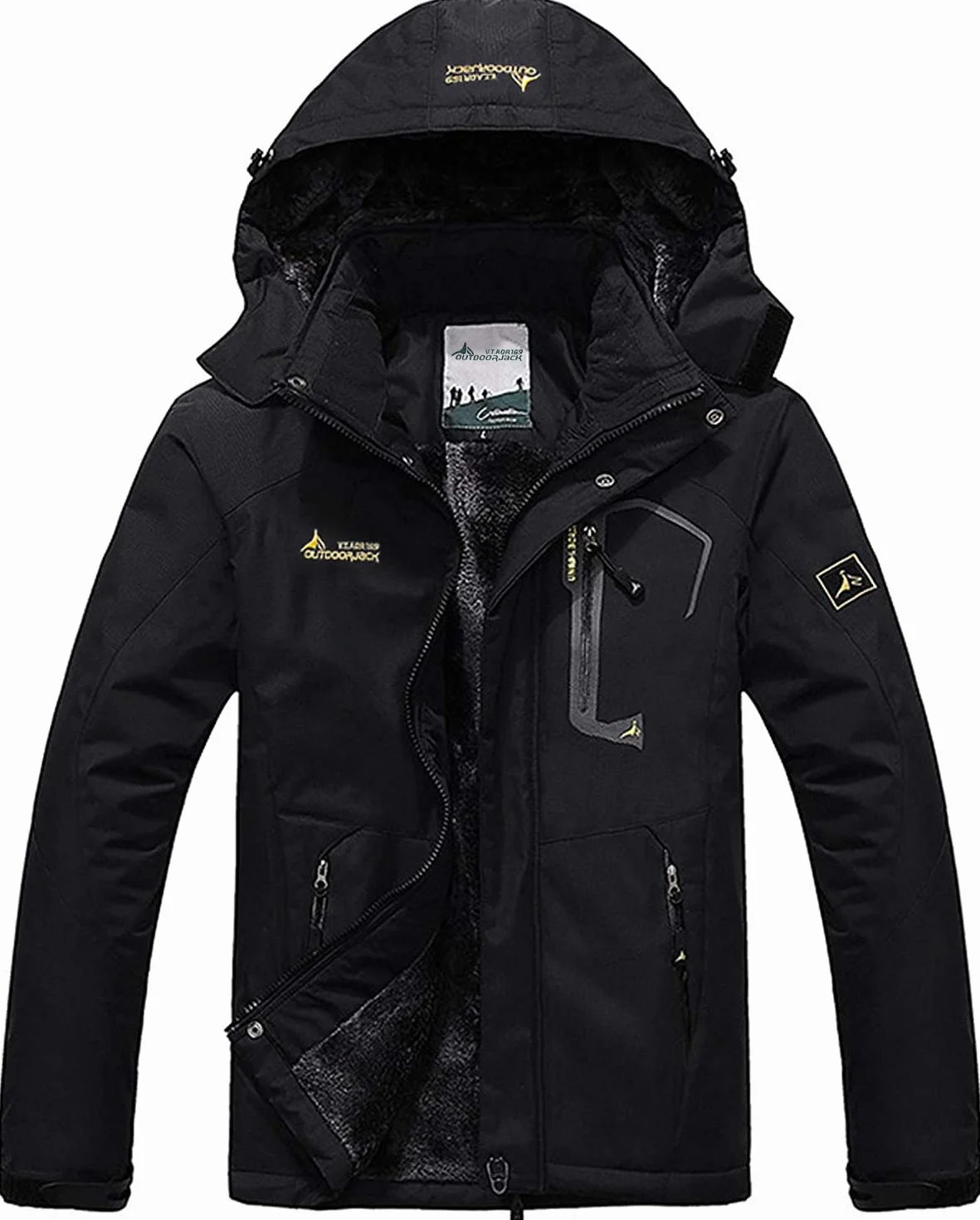 Memoryee Hommes Ski Veste Hiver Chaud Doublure Peluche Outdoor Softshell avec Capuche Amovible Veste