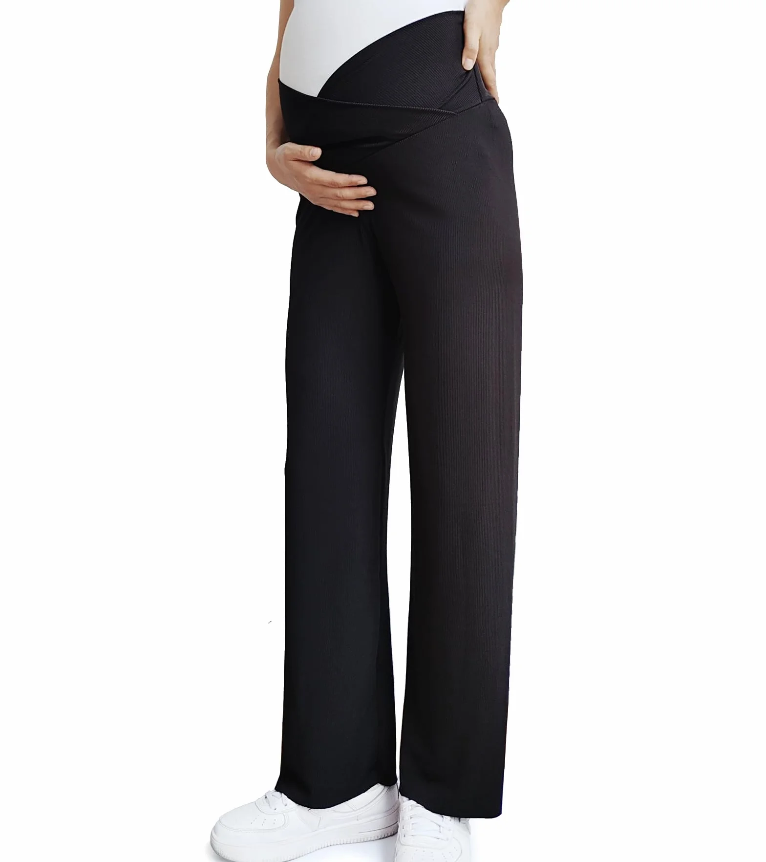 Pantalon Maternité Jambes Larges, Pantalon Long Décontracté de Grossesse Femme, Pantalons Maternité pour Travail, L'entraînement Salon L'athlétisme