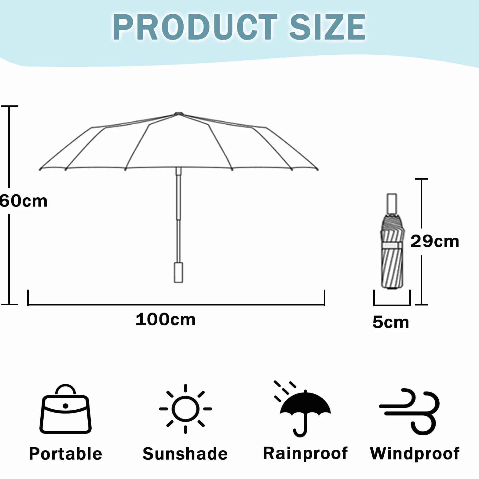 FANSU Parapluie Pliant, Ombrelle Anti Uv, Umbrella Compact, Parapluie Solide, Portable, pour Mariage Golf pour Femme Homme Enfant