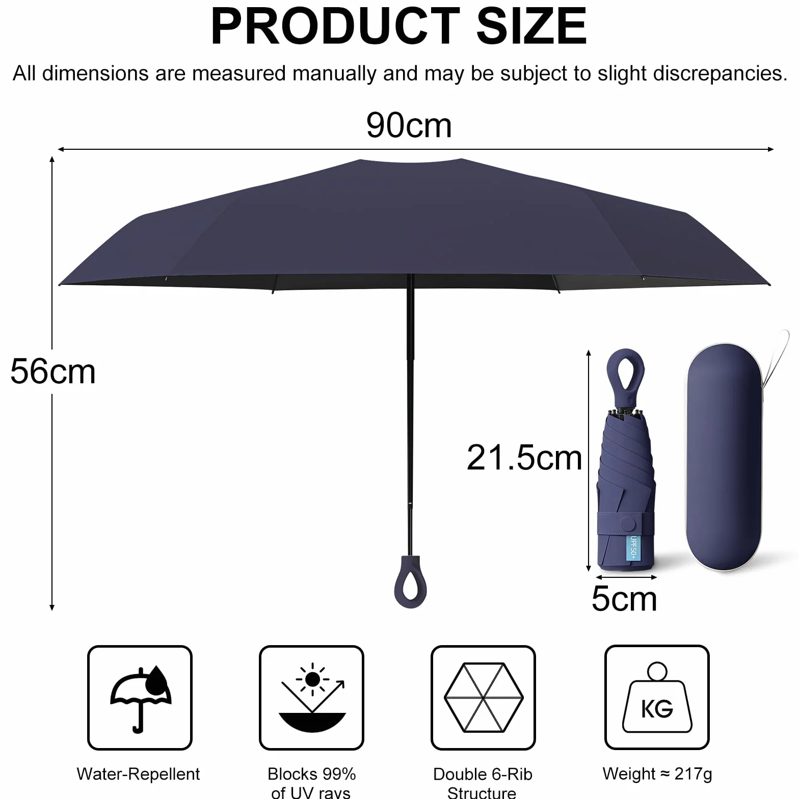 Mini Parapluie Pliant, Parapluie de voyage, Parapluie Pliable Mini, petit parapluies portable compact pour hommes et femmes, parapluies capsule