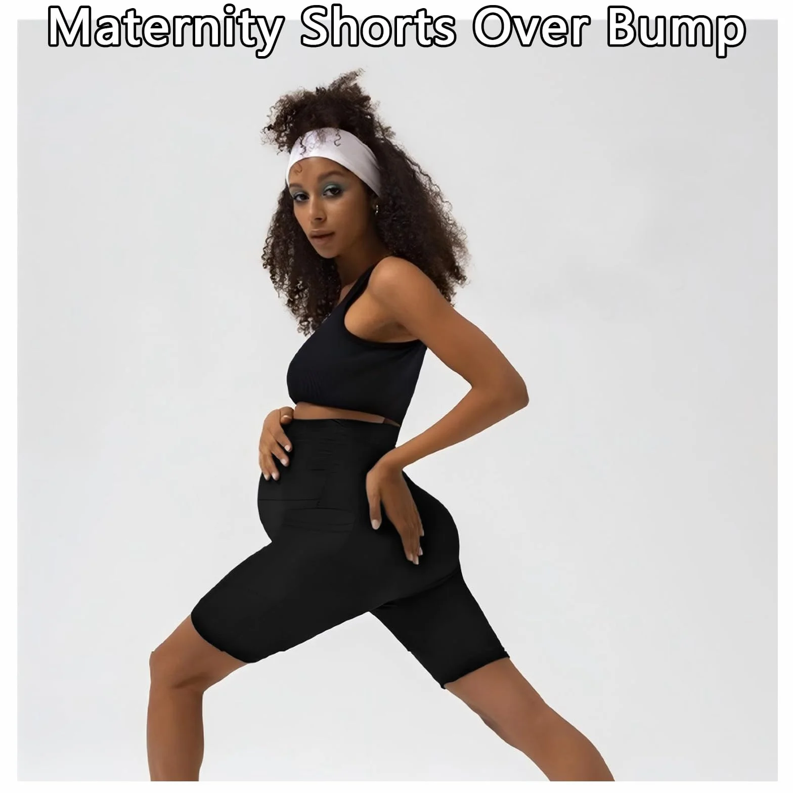 Short de maternité avec poches, taille haute, soutien du ventre, legging de grossesse, pantalon pour cyclisme, yoga, entraînement