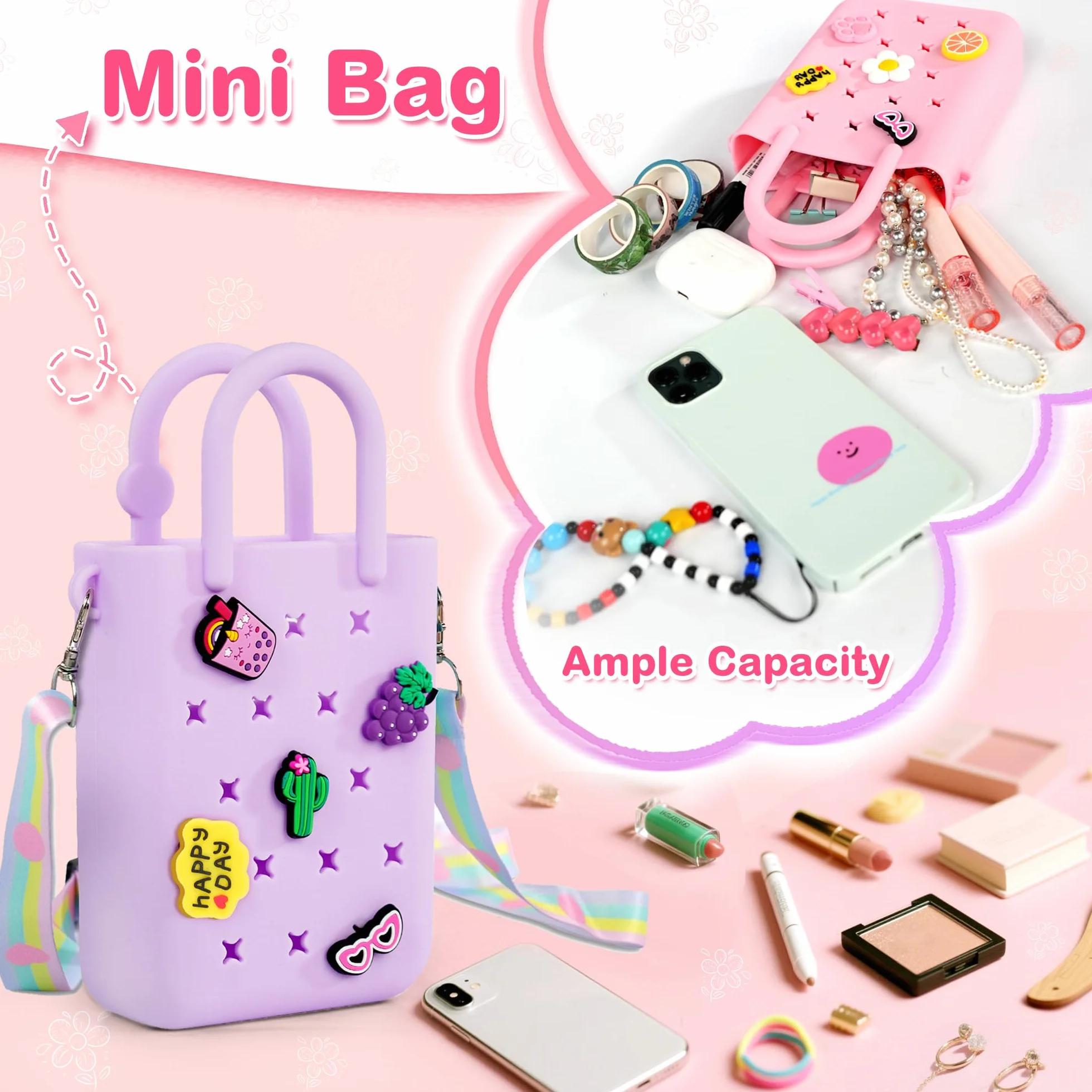 Oudizz Mini sac fourre-tout en caoutchouc
