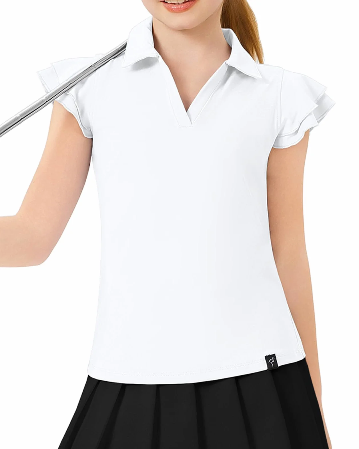 Soneven T-shirt à volants pour adolescentes - T-shirt d'été col en V manches