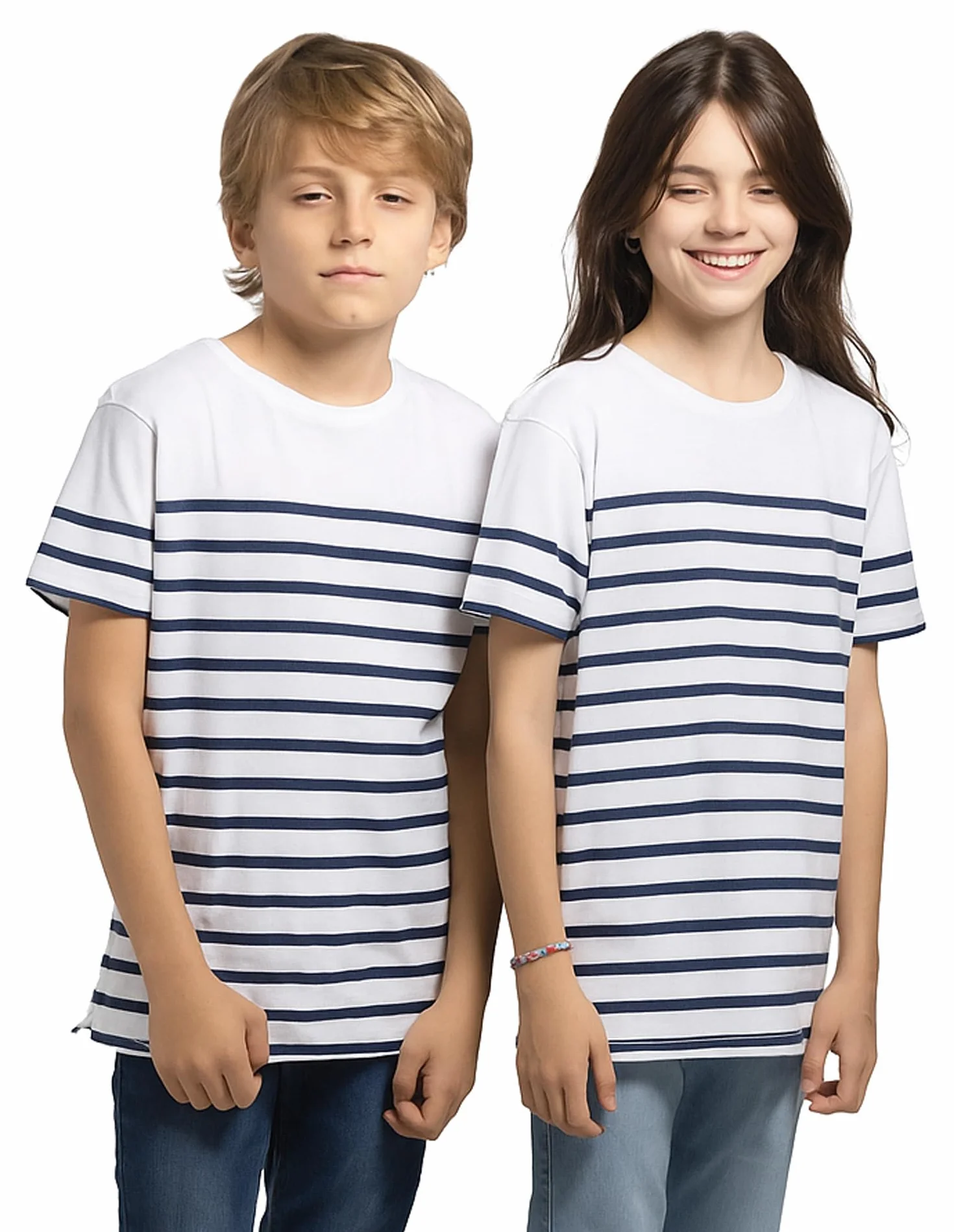 T-Shirt Enfant rayé Bleu et Blanc – marinière garçon/Fille – Coton Doux, Manches Courtes, Style Marin, t-Shirt été Confortable, Look Unisexe pour Enfants