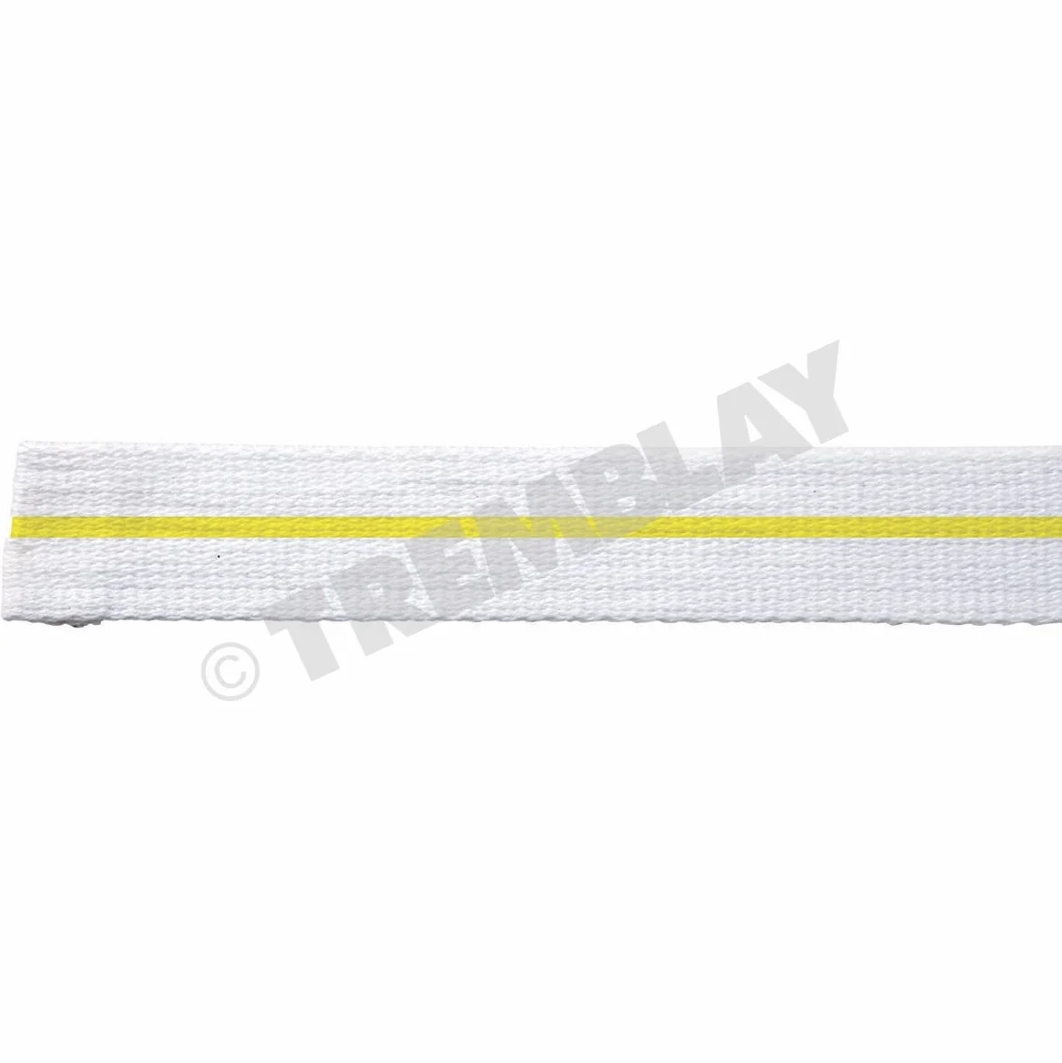 Rouleau de 25 METRES de ceinture de judo blanc et 1 trait jaune