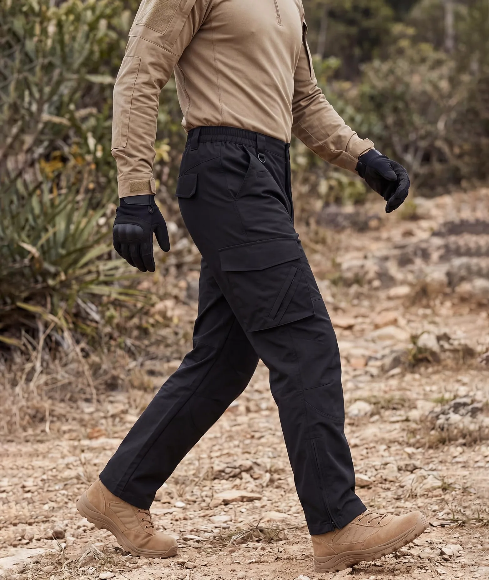 ZITY Pantalon De Travail pour Homme, Pantalon Tactique, Cargo Randonnée À Taille Élastique, d'alpinisme avec Poches Multiples