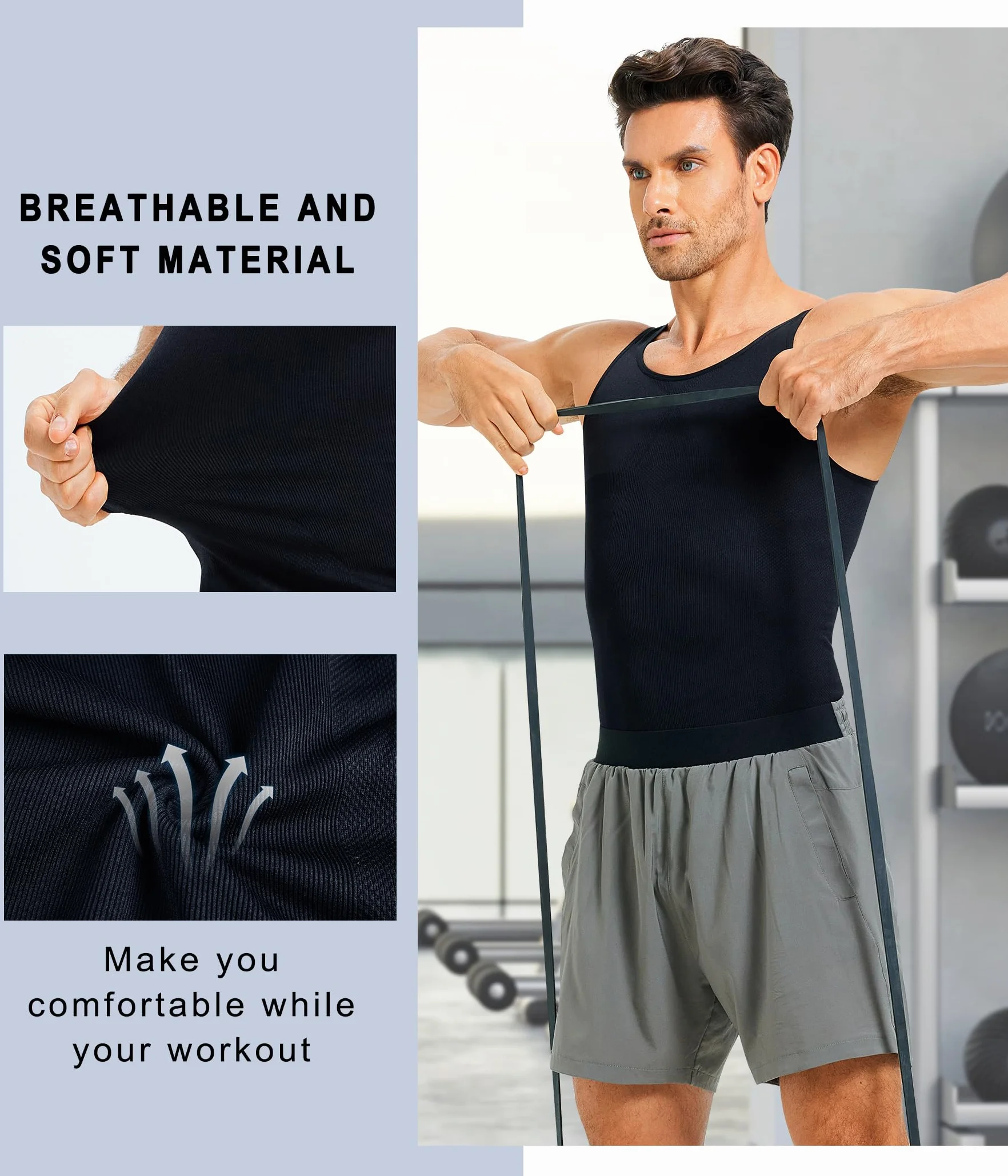 KUMAYES Débardeur de Compression Homme Maillot de Corps Gaine Ventre Plat Invisible Amincissante Posture Shirt
