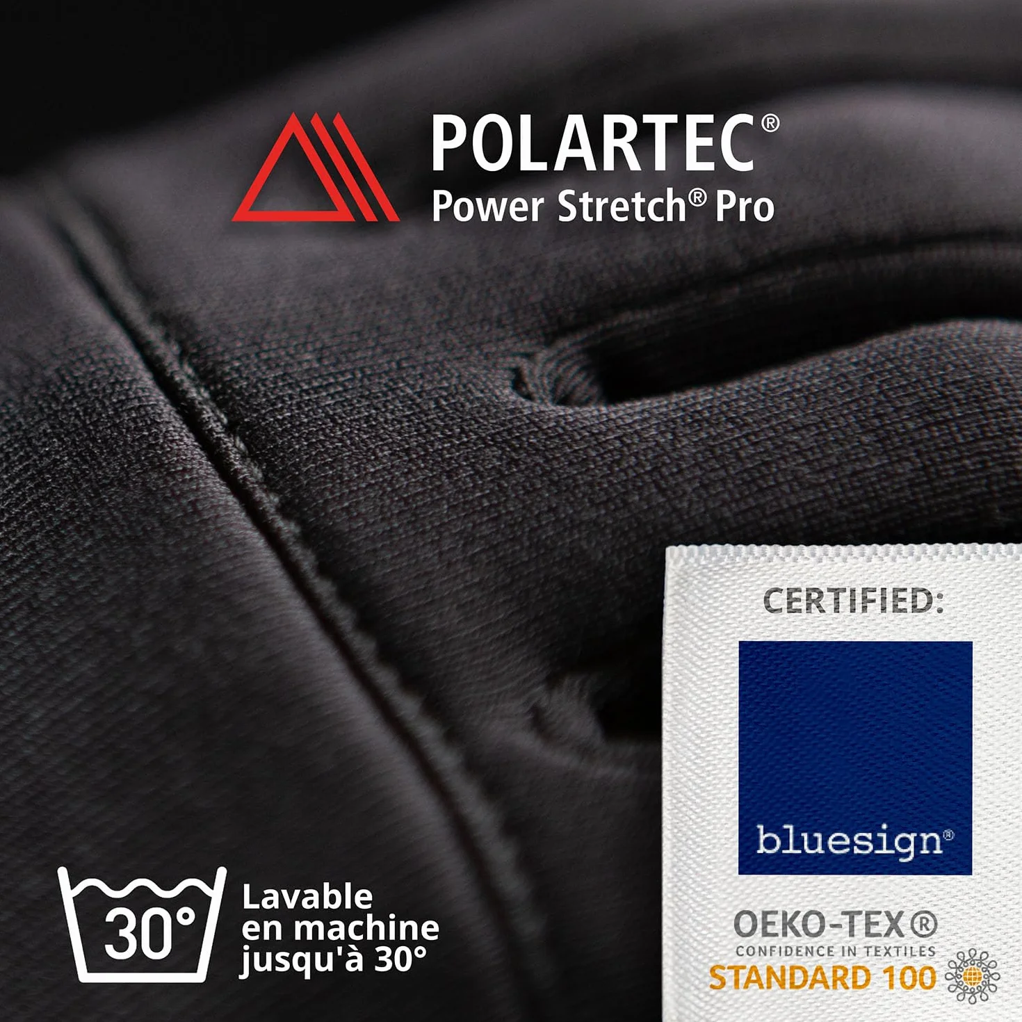 THE HEAT COMPANY Polartec Liner Gants Hiver Homme Femme Tactile Smartphone Gant Travail Sports Thermiques Chauds Contre Le Froid Noir