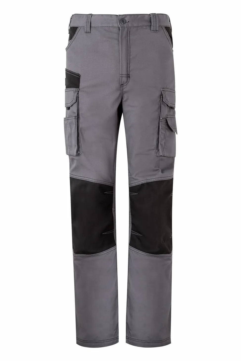 VELILLA - Pantalon de Travail Canvas Bicolore Multipoches 65% Polyester 35% Coton 290 GR/m2 - Gris/Noir - 103011B