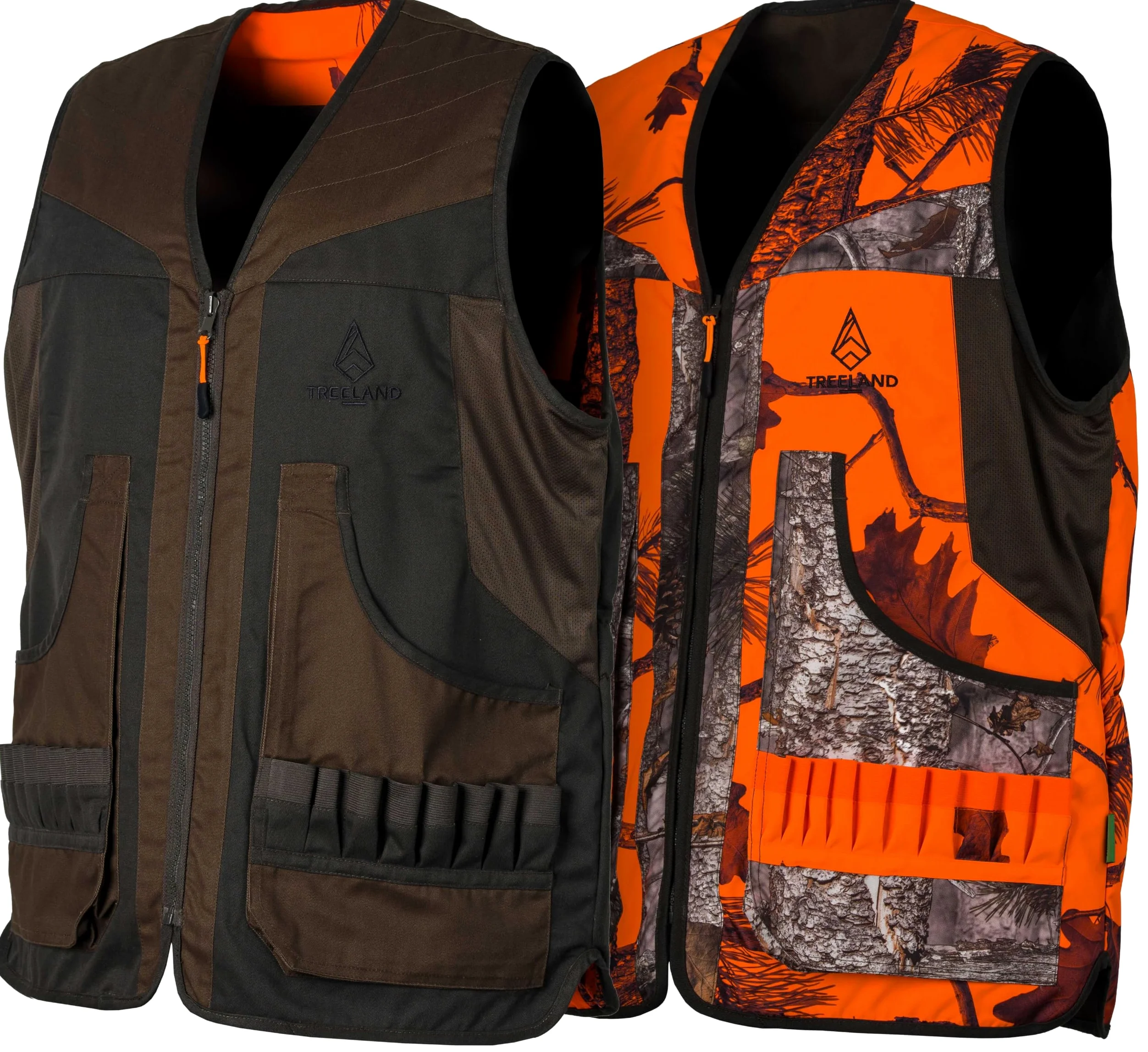 Somlys Gilet Réversible de Chasse T610N, Camouflage Orange et Vert