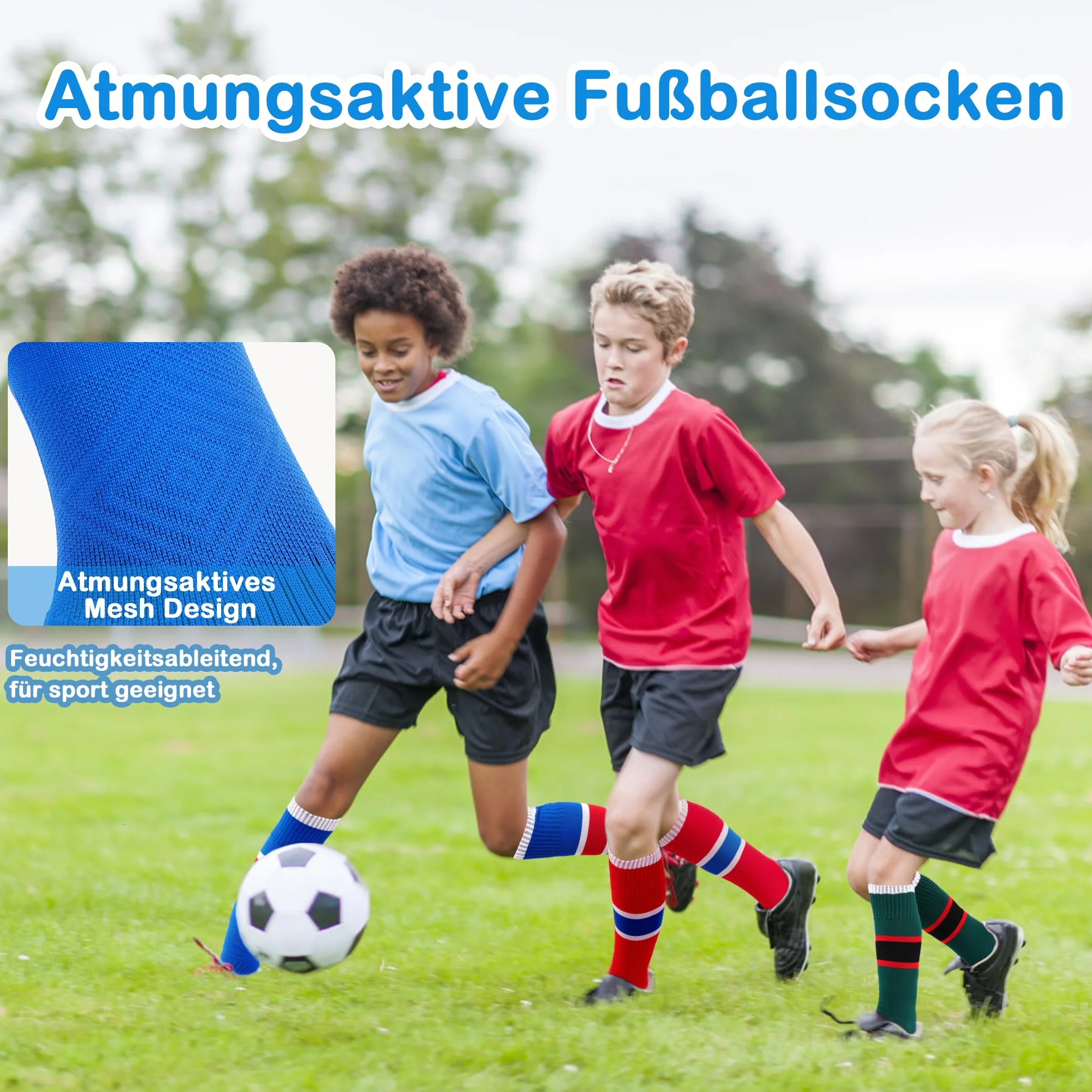 GRPSKCOS 1 paire de chaussettes de football pour enfants - Respirantes - Pour le tennis, le rugby, le hockey - Pour garçons et filles de 4 à 12 ans
