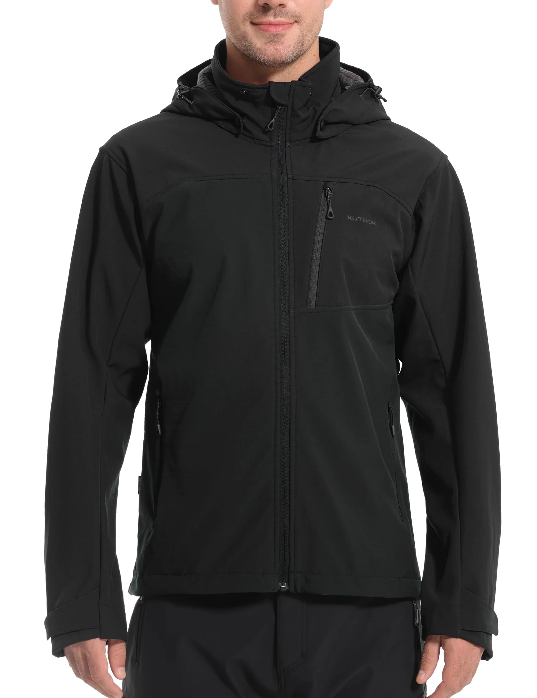 KUTOOK Veste Softshell Randonnée Hommes d'hiver Imperméable Coupe-vent Veste Polaire Cyclisme Homme Veste de Sport en Plein Air