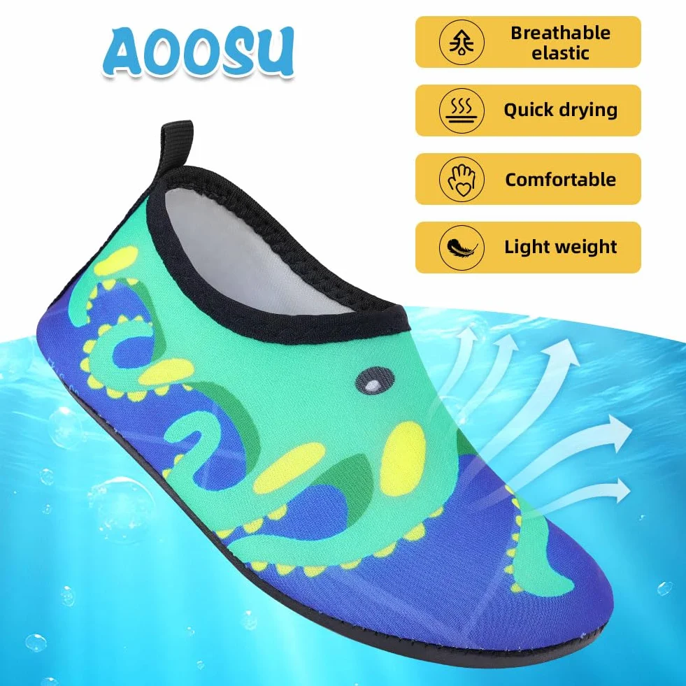 Chaussures Aquatiques Enfant, Chaussures de Plage Chaussures D'eau Séchage Rapide Antidérapant Pieds Nus pour Piscine Surf Sport Yoga