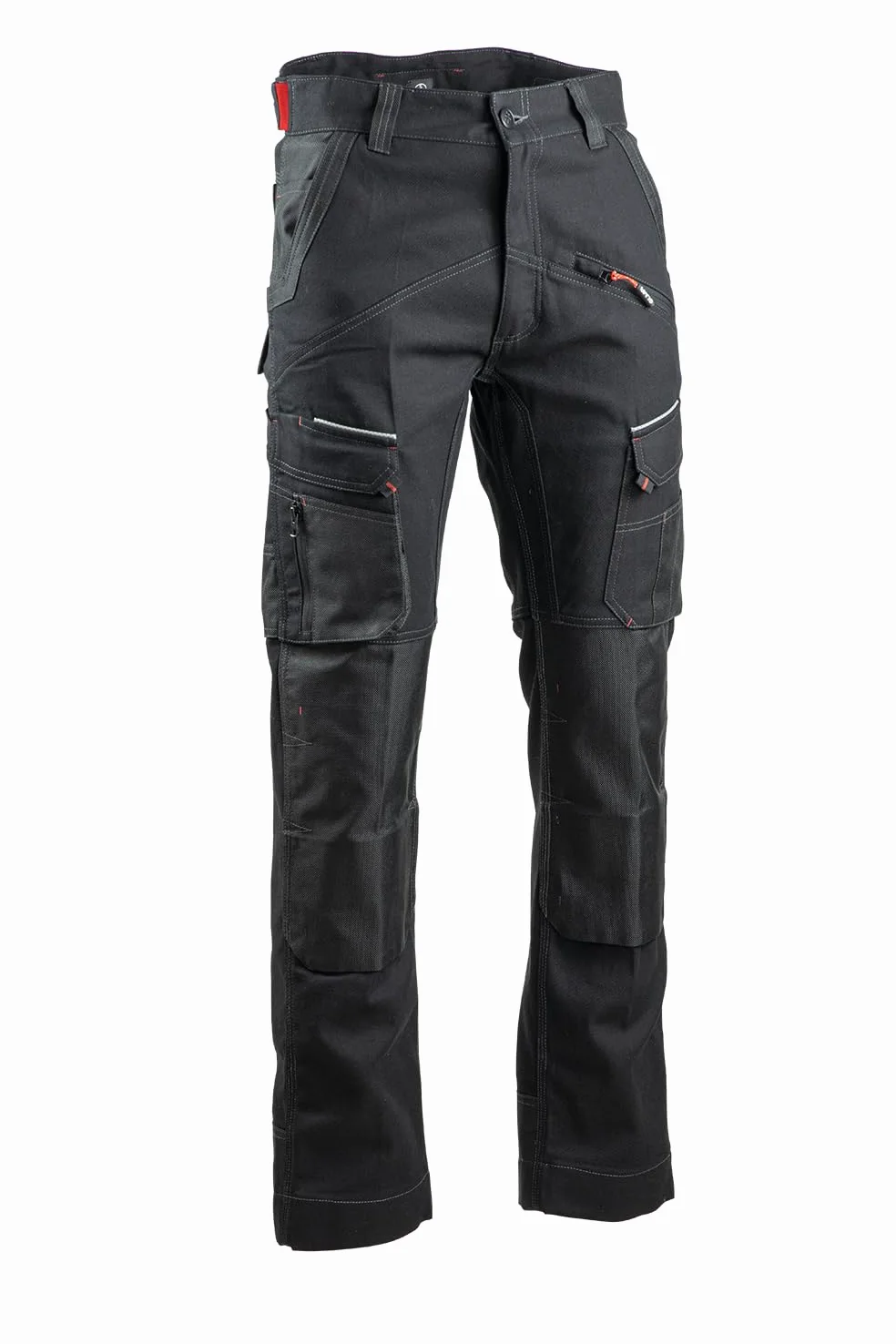 LMA WORKWEAR 1880 - Pantalon de Travail Stretch avec Poches Genouillères - 1783 Cortex - Multipoches, Ultra-Résistant - Empiècements Rétro-Réfléchissants - Idéal BTP, Industrie, Artisanat