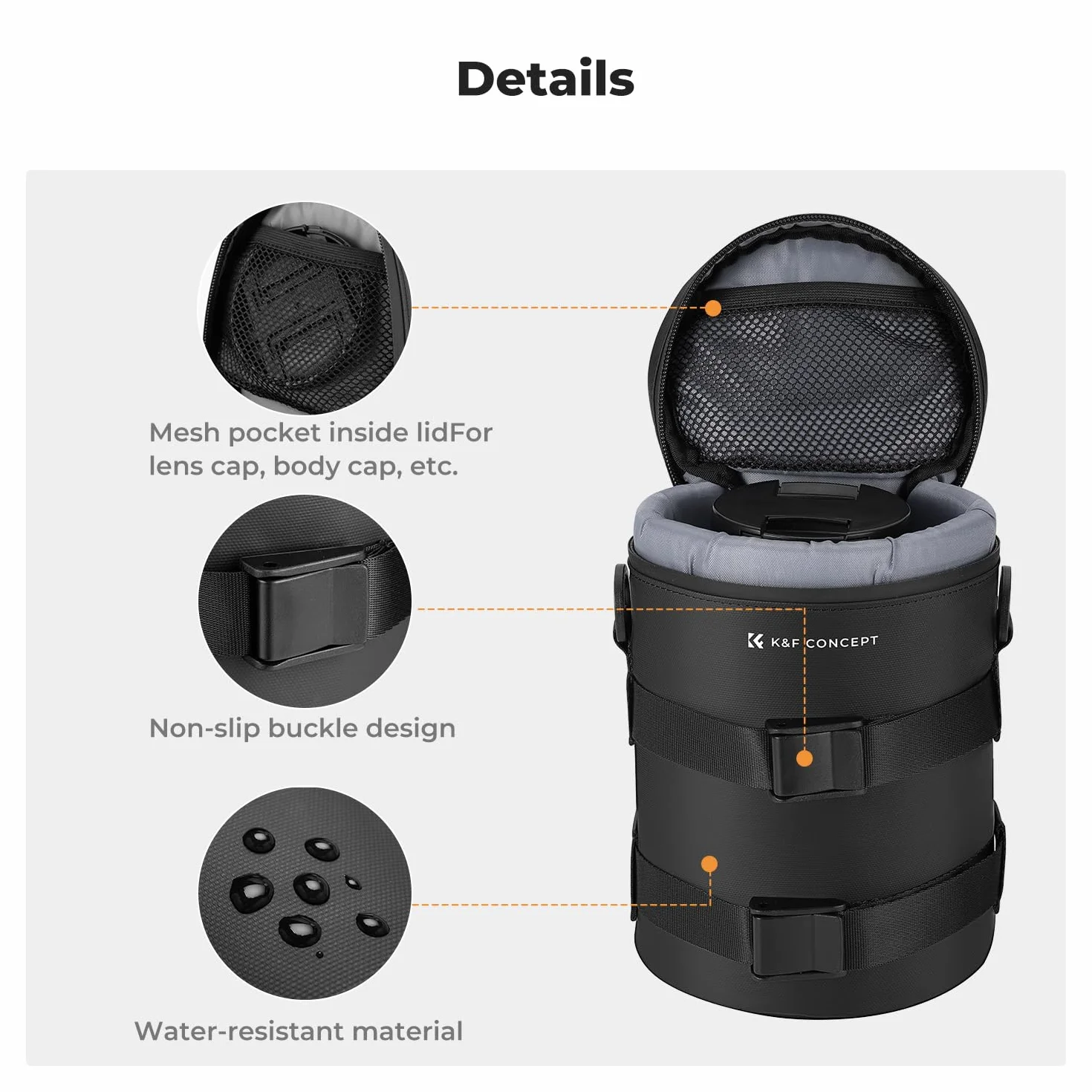 K&F Concept Housse Objectif Sacoche Protection Imperméable pour Appareil Photo DSLR