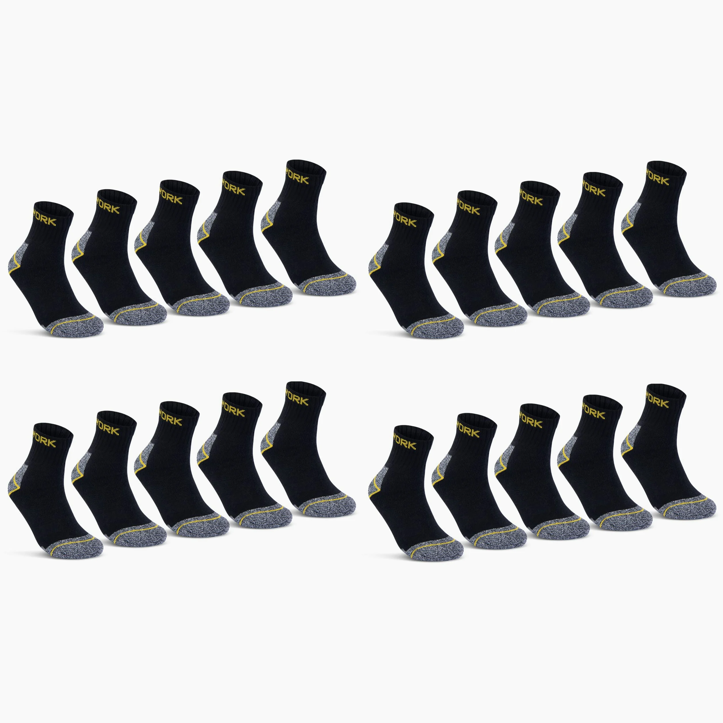 Chaussettes de Travail Courtes Homme Coton WORK (Lot de 10 ou 20 Paires)