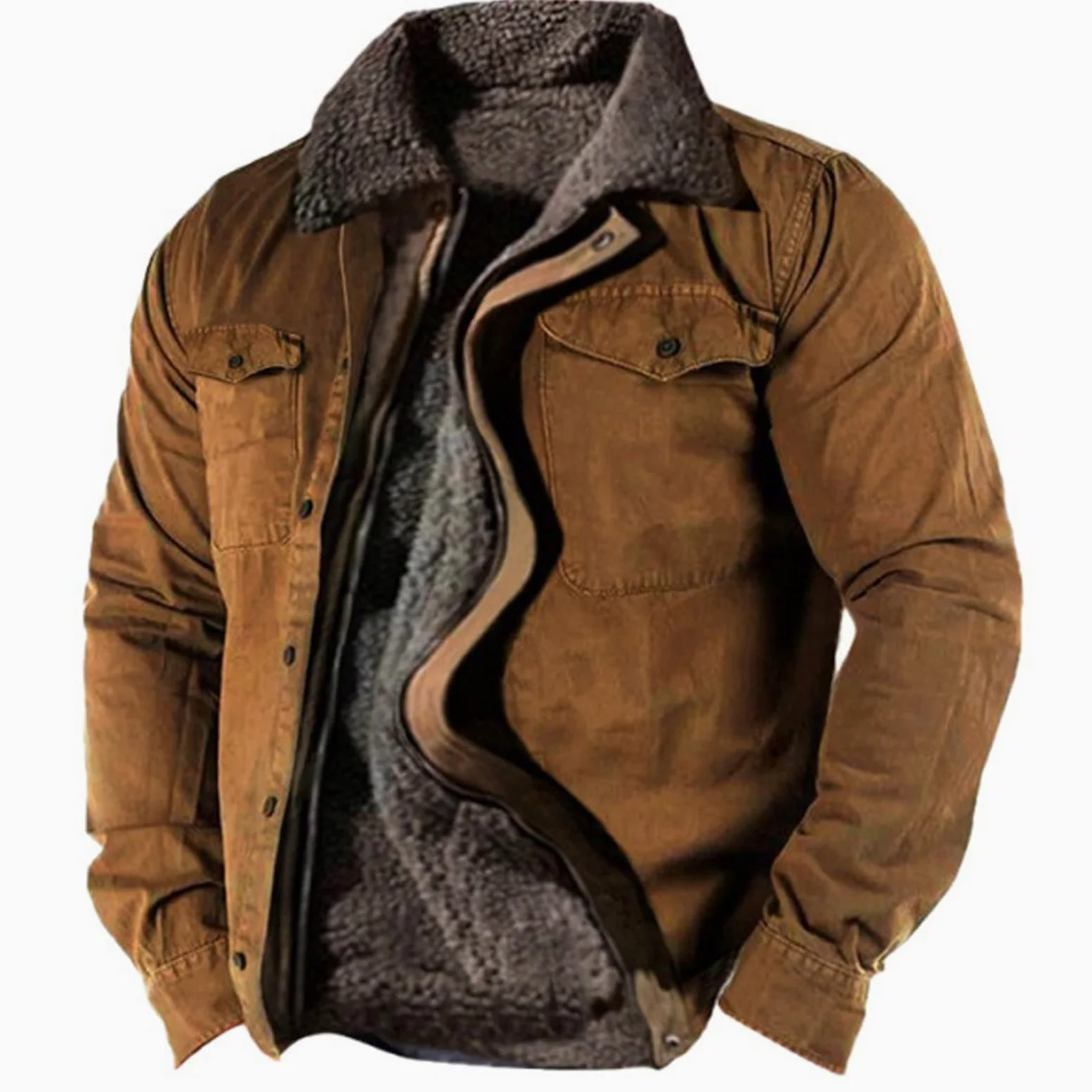 Blouson Homme Hiver Chaud Blousons Veste Grande Taille Sans Capuche Travail Doudoune Chaude À Pour Hommes Premium Manteau Parka Oversize Polaire