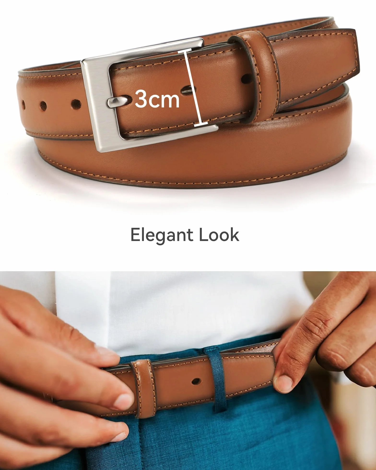 CHAOREN Ceinture Homme Cuir 30mm