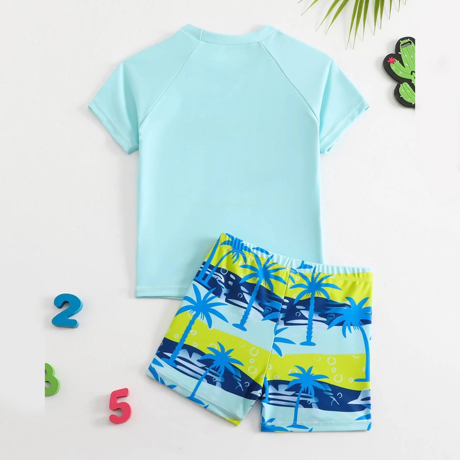 Générique Maillot De Bain Garcon 2 Pièces T Shirt Anti Uv Enfant à Manches Courtes Haut De Bain Uv Garcon Short De Bain Garcon Enfant Pour Surf Natation Piscine Plage 2-7 Ans