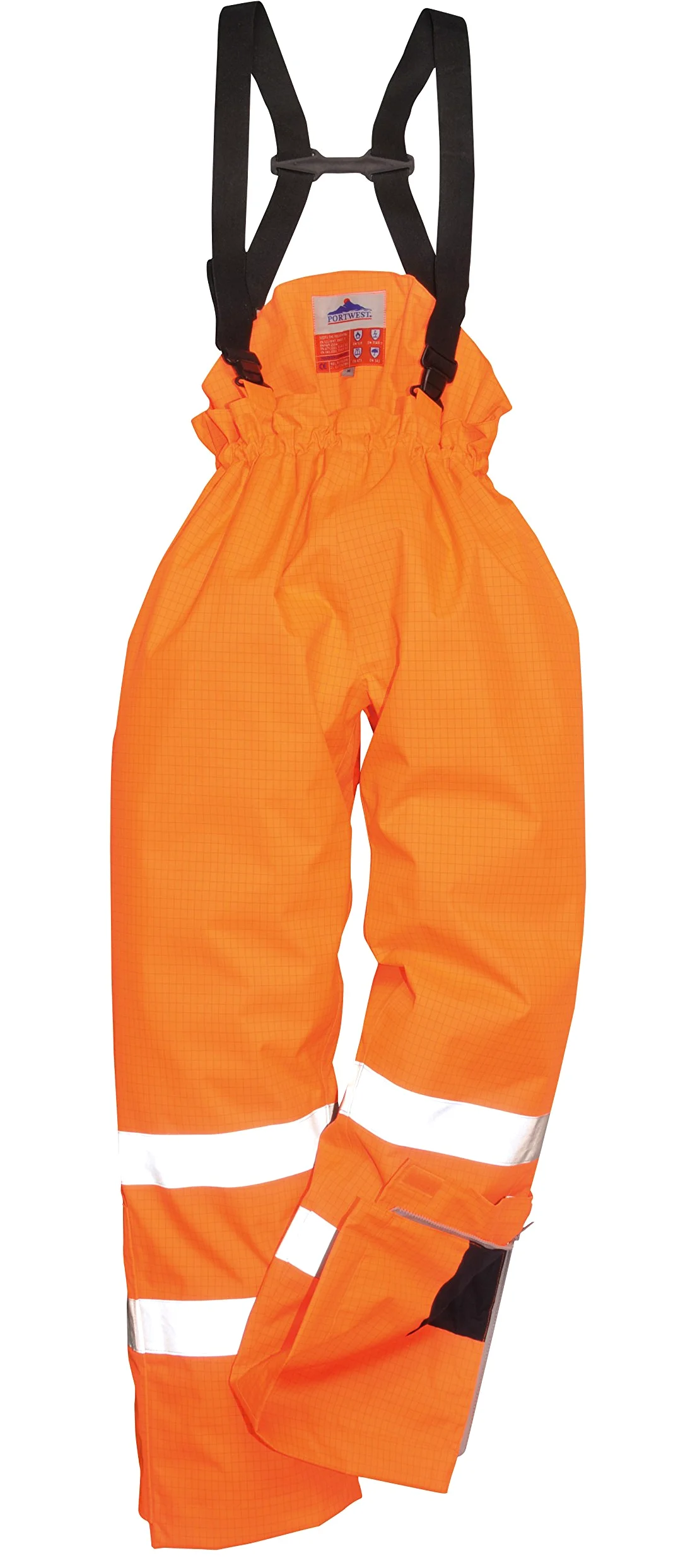 Portwest S780 Pantalon Bizflame Rain Non Doublé Panneaux Contrastant Zippé | Orange, 2XL, EN ISO 20471 Classe 1, EN 343, Coutures Étanches, Tissu Respirant, Ceinture Élastiquée, Boucle Ergonomique