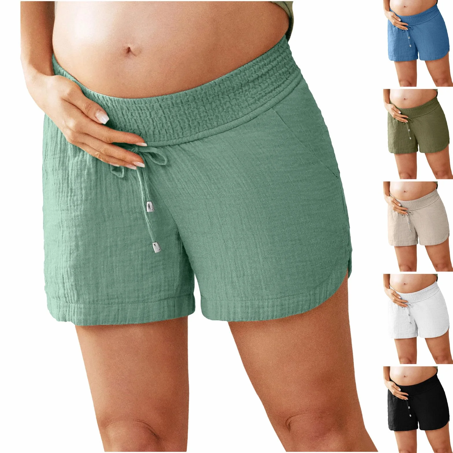 Short Lin Coton Enceinte Grossesse Taille élastique été Short Maternité Chic Pas Cher Shorts Grossesse Femme Large Grande Taille Pantalon Court Femme Confortable