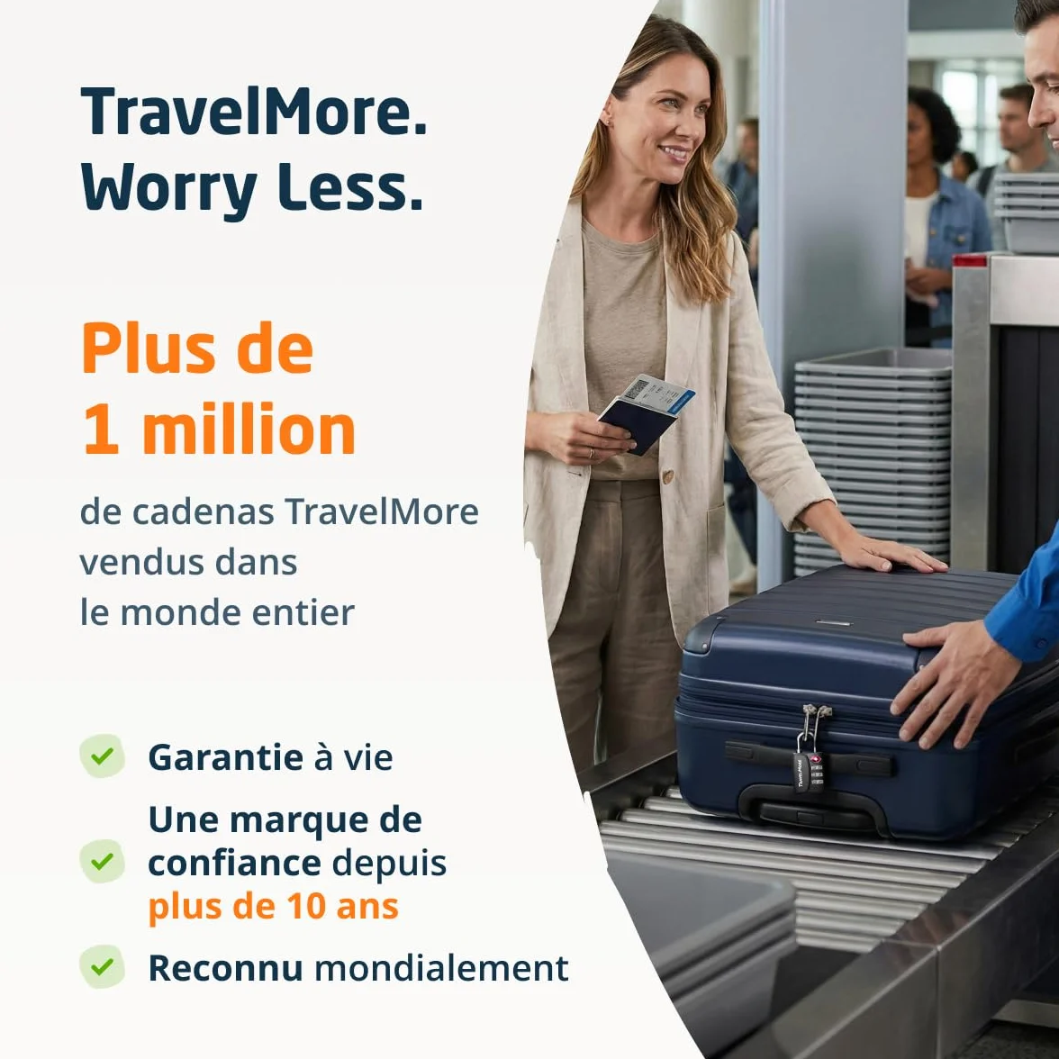 Lot de 6 Cadenas TSA avec Indicateur d'Ouverture Noir pour Valises et Bagages