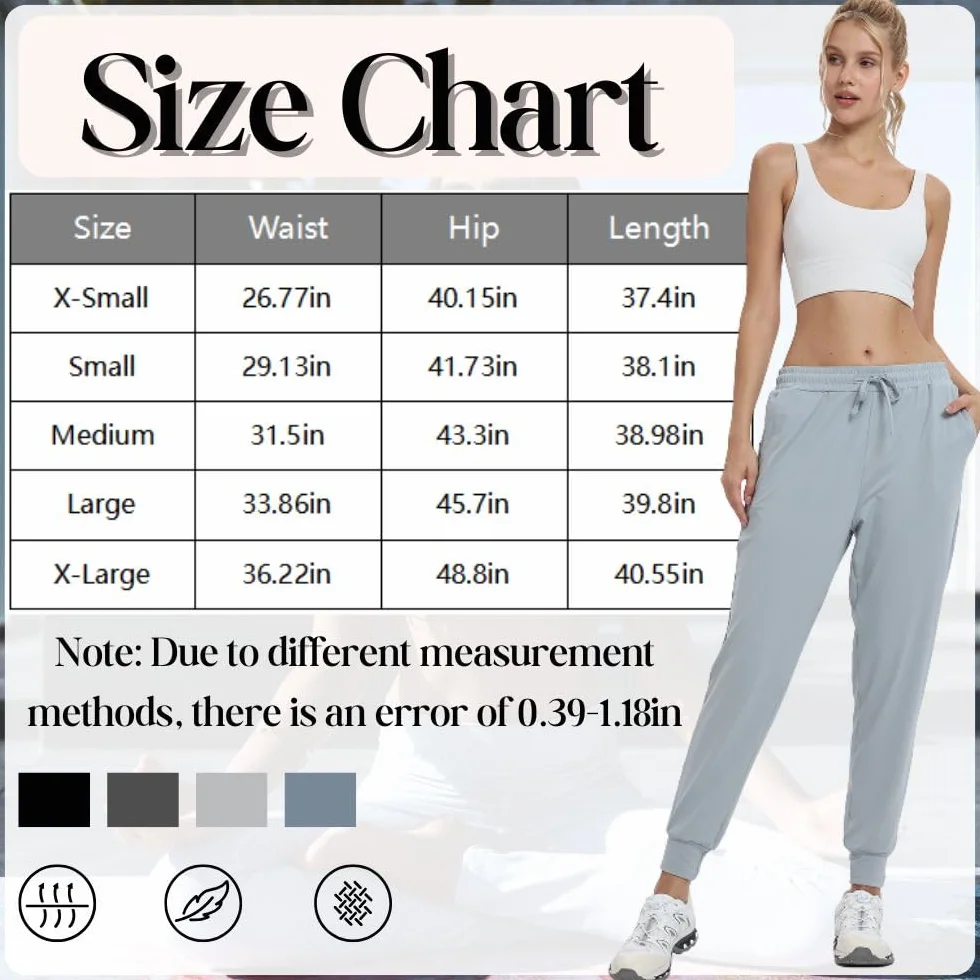 Lot de 3 pantalons de survêtement longs pour femme - Pantalon d'entraînement fitness taille haute - Pour le sport, le yoga, les loisirs - Avec poches