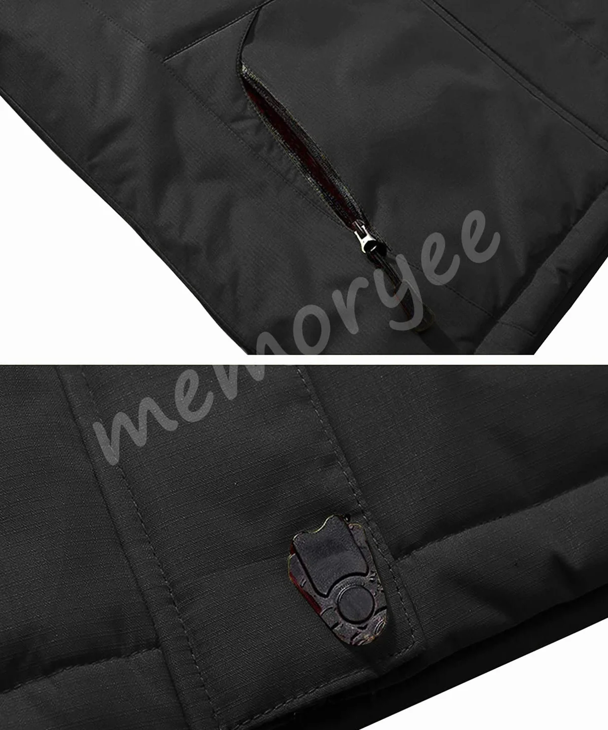 Memoryee Hommes Ski Veste Hiver Chaud Doublure Peluche Outdoor Softshell avec Capuche Amovible Veste