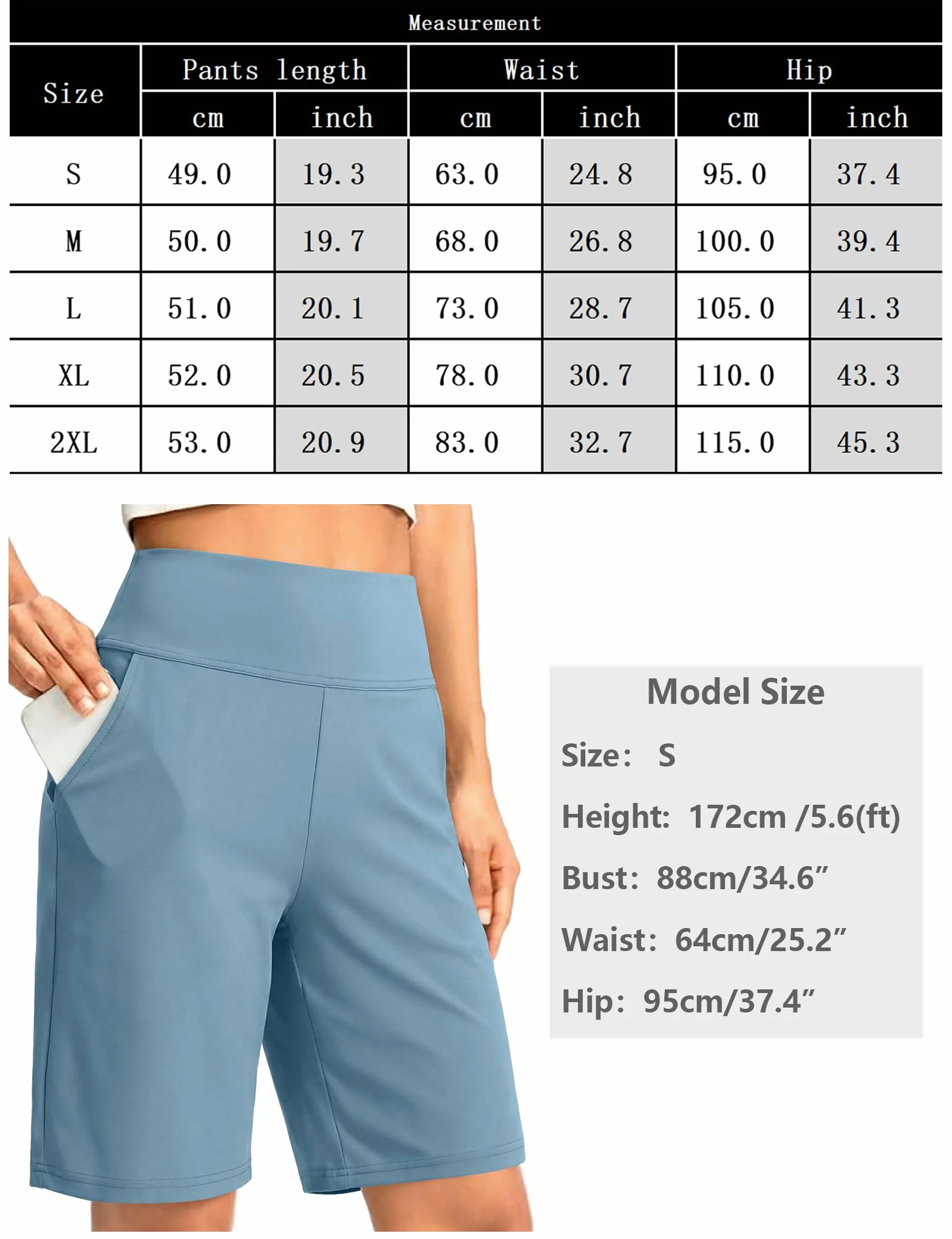 Litherday Short Femme Été Bermuda Taille Haute Pantalon de Yoga Jambe Large Pantalon de Sport Lounge Stretch Short de Course Mi Long Pantalon de Randonnée Activewear Pantalon avec Poches S-XXL