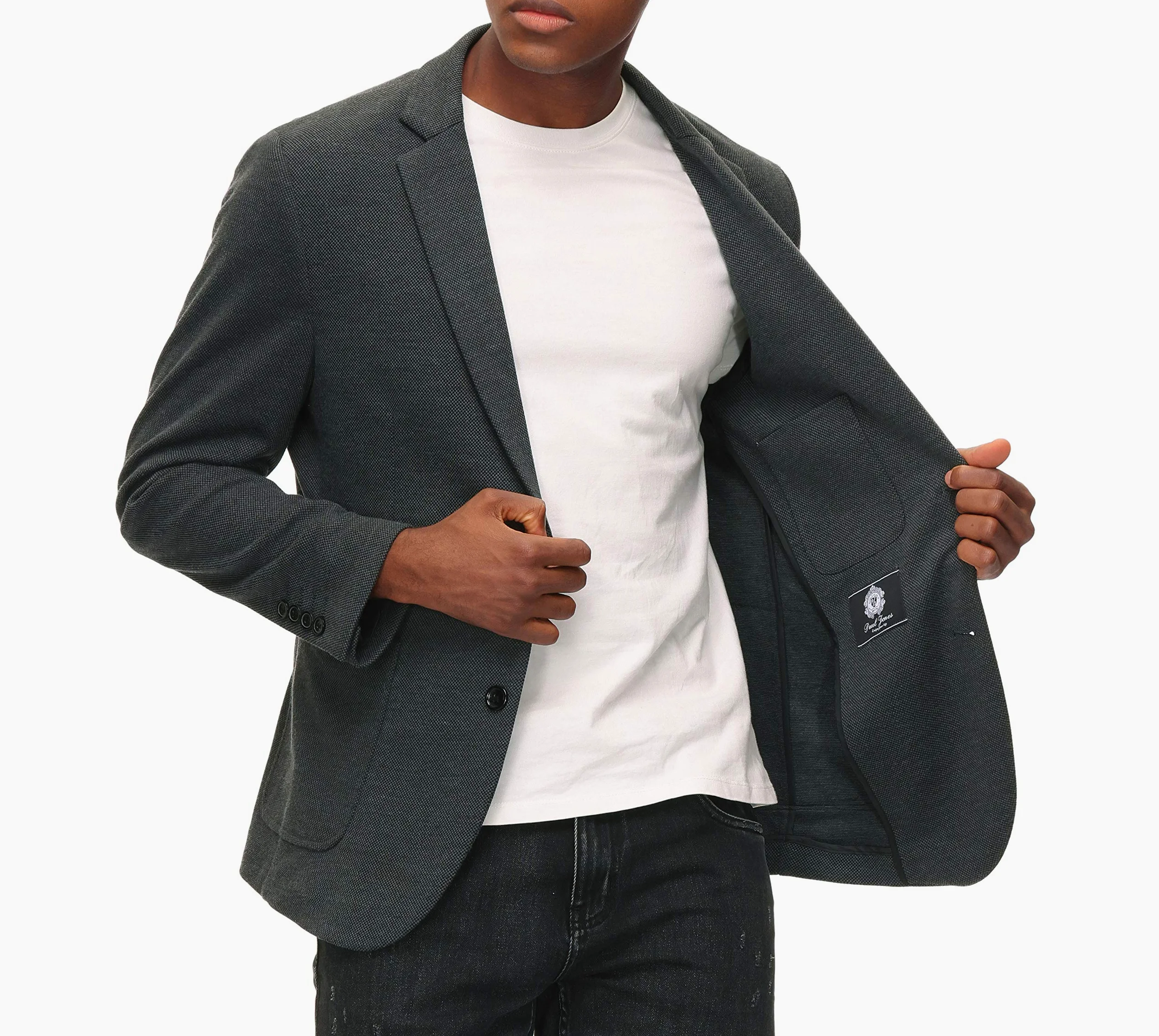 PJ PAUL JONES Blazer décontracté en tricot pour homme - Deux boutons - Léger - Non doublé