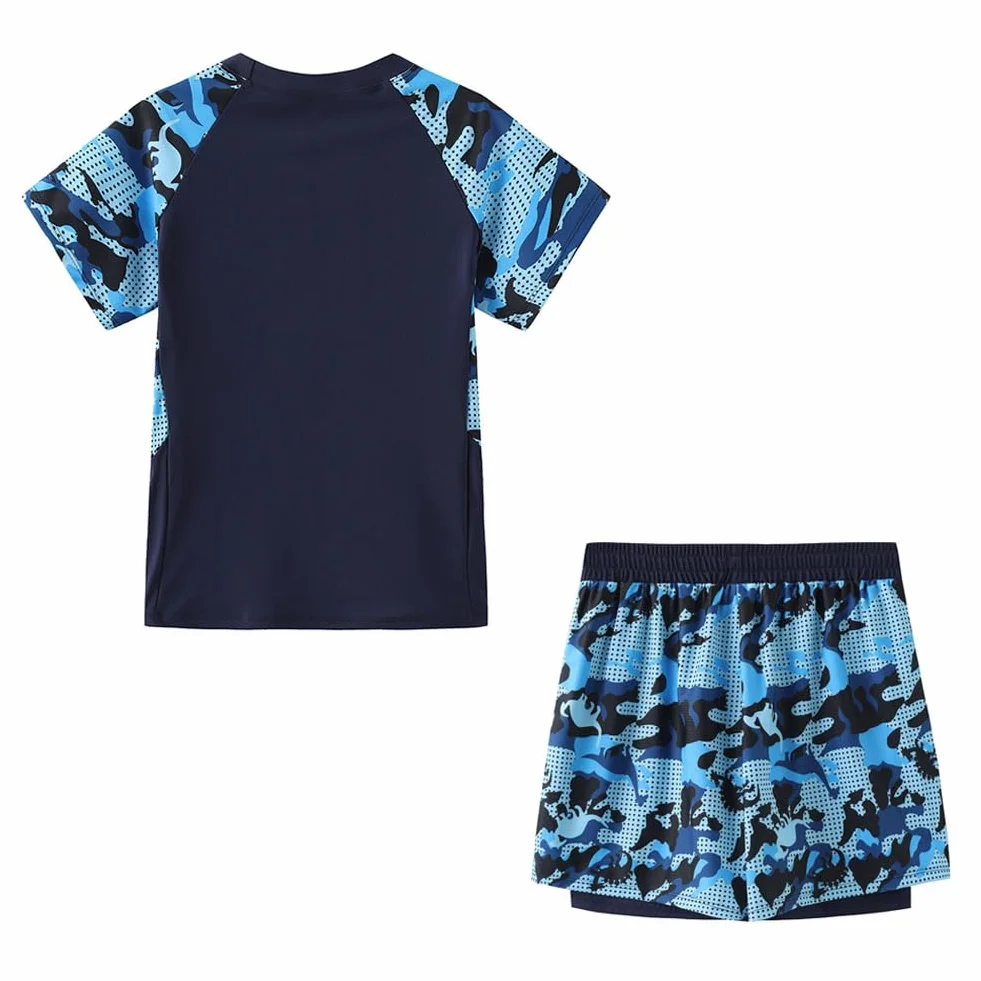 FedMois Maillot de Bain Garçon 3 pièces Combinaison Anti UV T-Shirt + Shorts de Bains avec Doublure de Compression + Bonnet de Bain