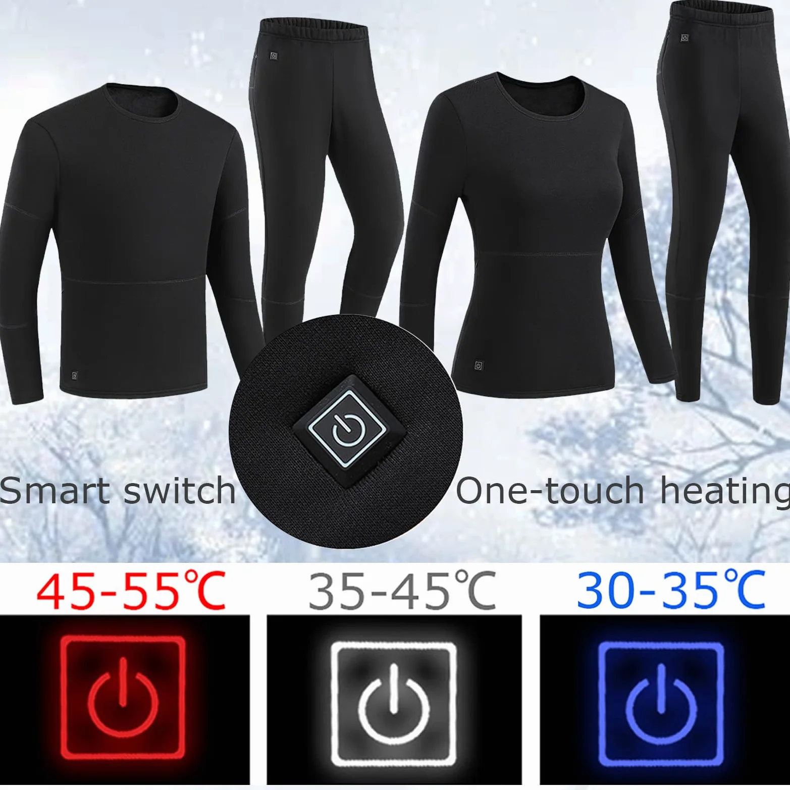 sous-vêtements Chauffants Intelligents pour Hommes Femmes Hivers Protection Contre Le Froid USB Thermique Chemise Pantalon pour Le Travail en Plein Air Camping