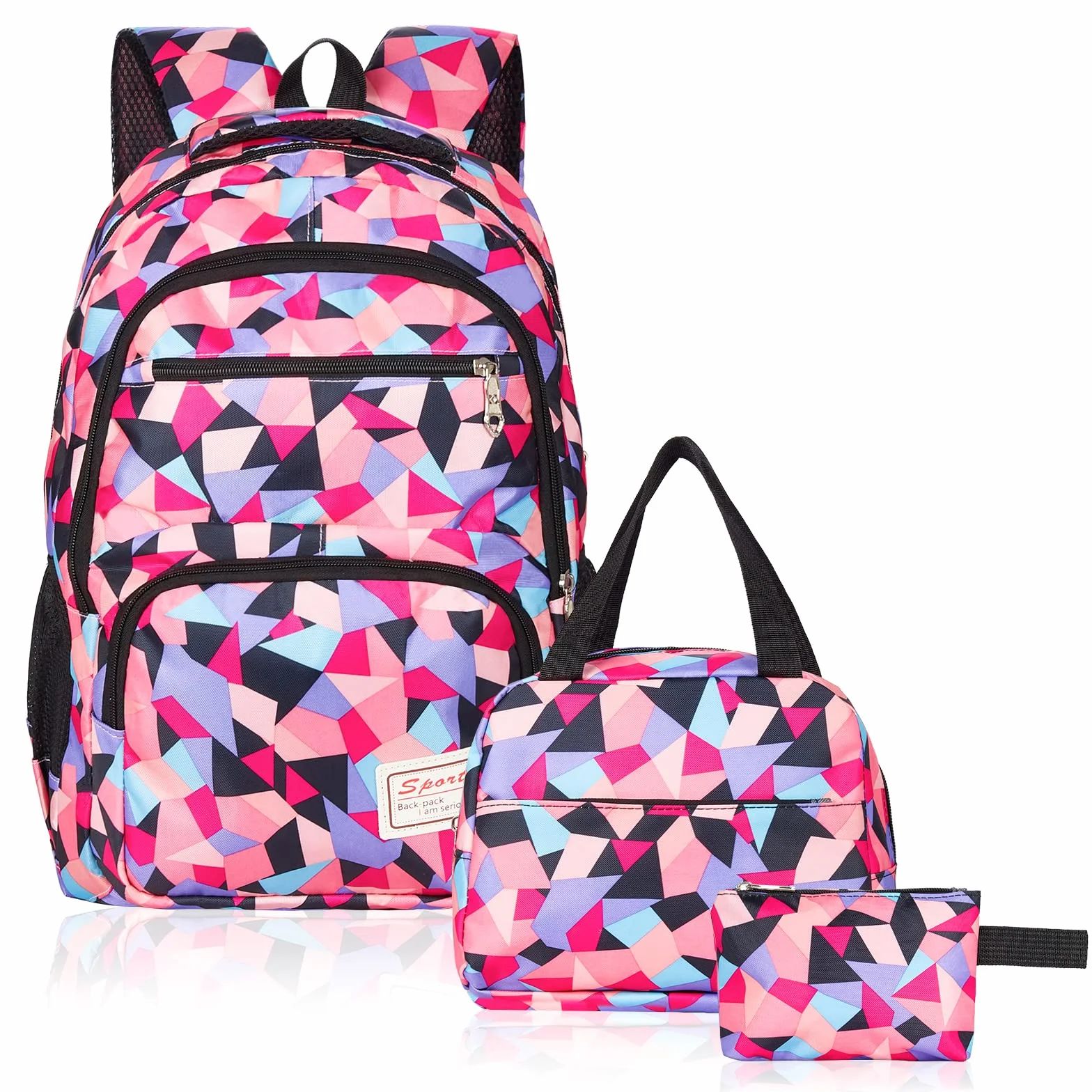 Sciphylia Sac à dos d'écolier pour fille et enfant - Sac à dos imperméable et léger - Avec sac à déjeuner et trousse à crayons - Pour filles et garçons - Pour l'école, les loisirs