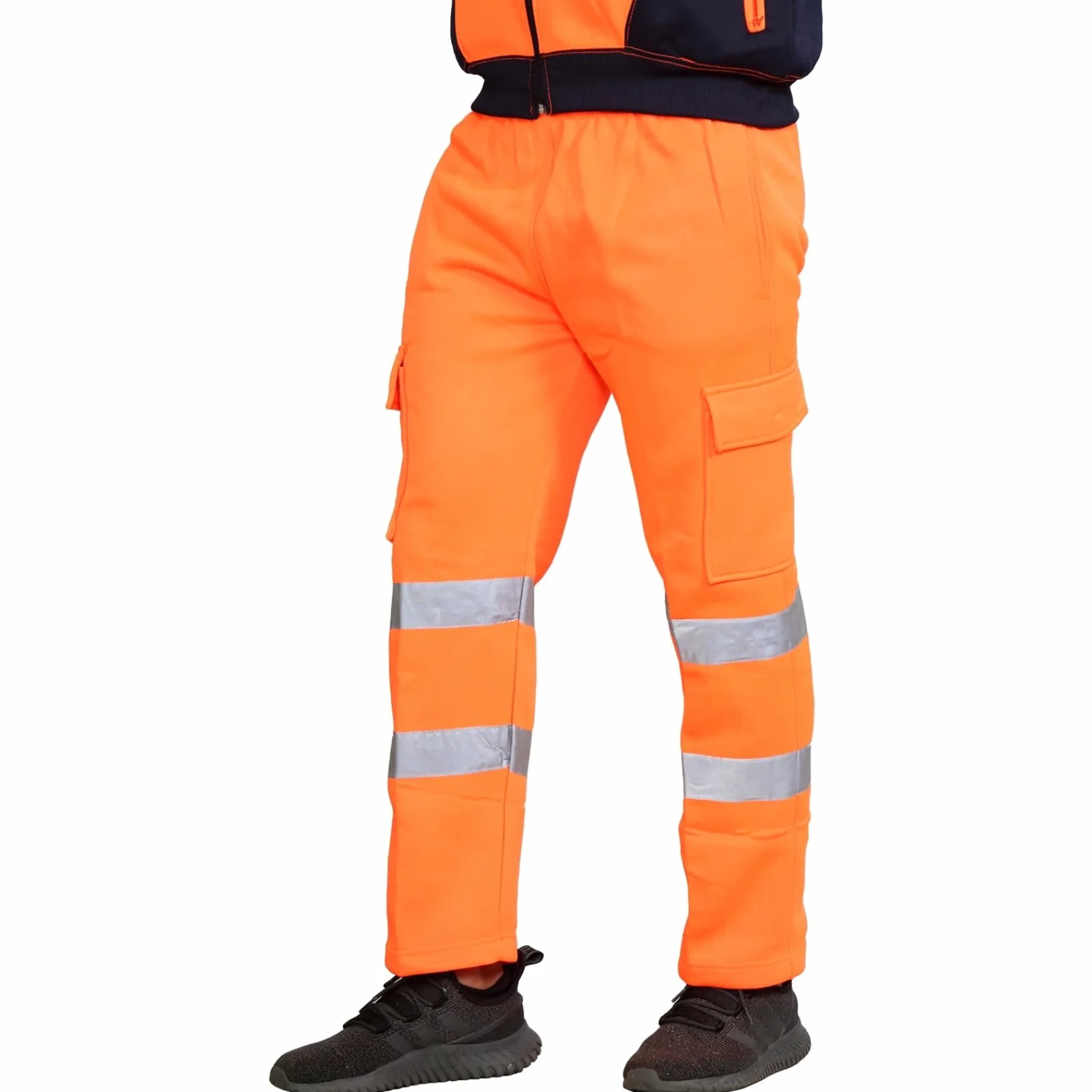 Homme Pantalon Haute Visibilite, vêtements de Sécurité, Bande Bicolore Réfléchissante Pantalon Polaire Homme Travail Combat Joggeurs