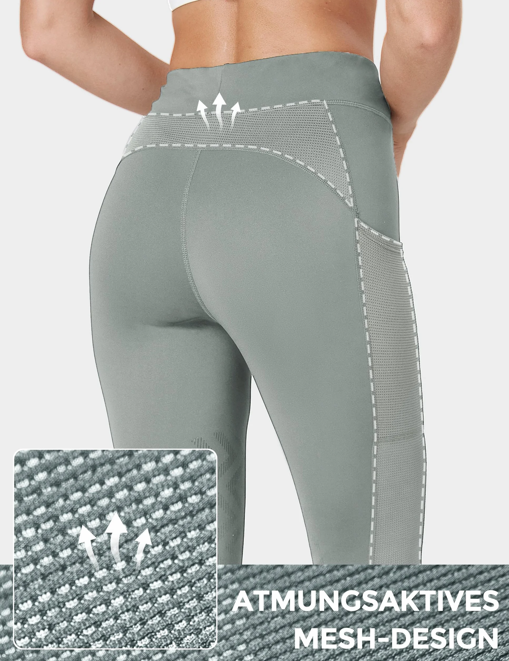 FitsT4 Sports Pantalon d'équitation pour femme avec genoux antidérapants, taille haute et poches latérales, respirant et élastique, pour l'école d'équitation et le cyclisme au printemps et en été