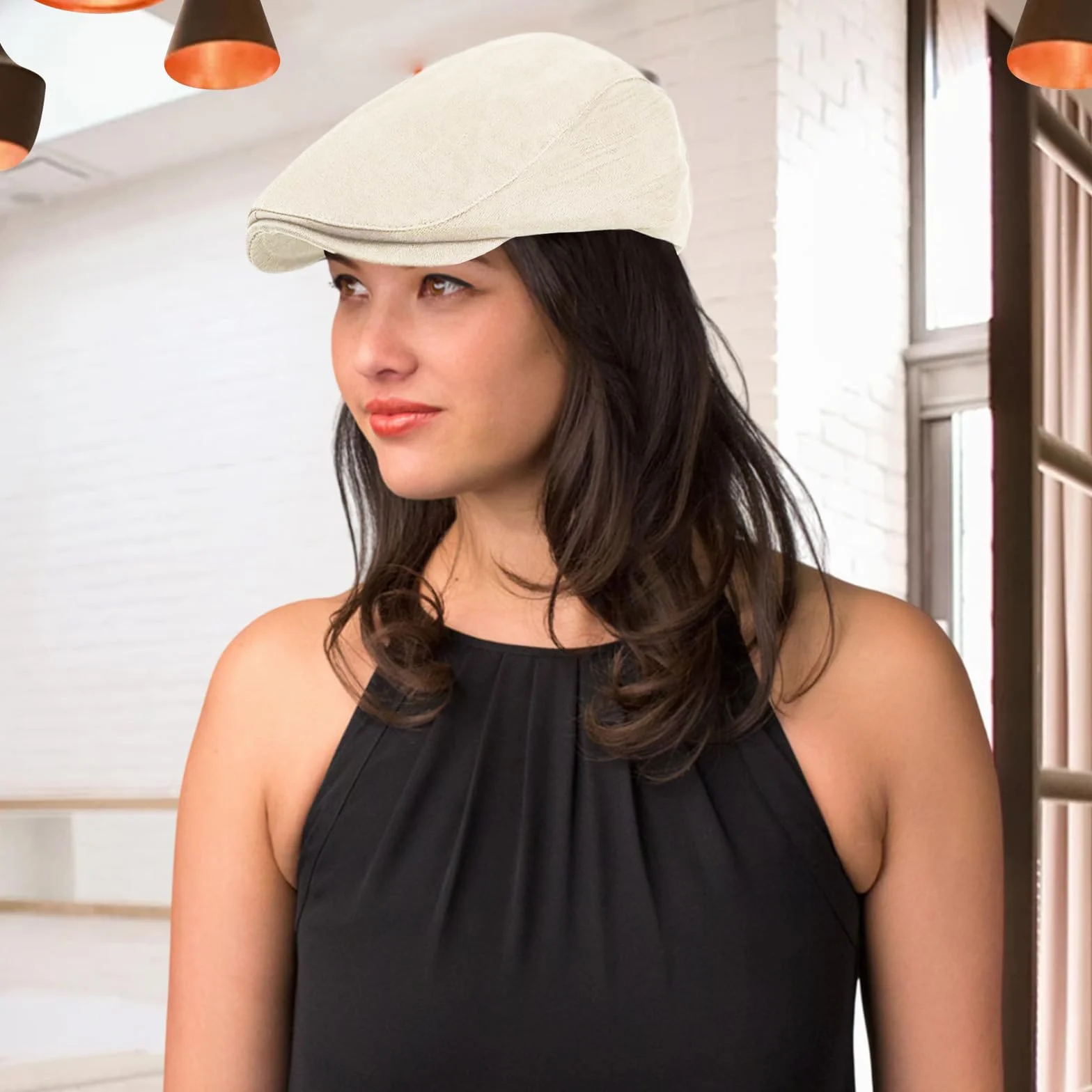 Casquette plate beige pour homme et femme, béret réglable, casquette plate en coton brossé, casquette plate pour homme, chapeau gaveur de peintre, casquette en coton brossé pour le golf