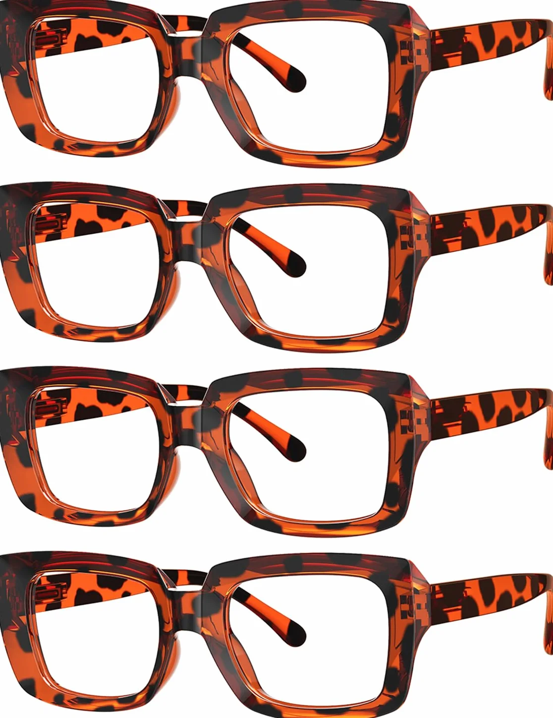 eyekepper 4 Paires Lunettes de Lecture pour Femmes Carrés Oversize Élégants