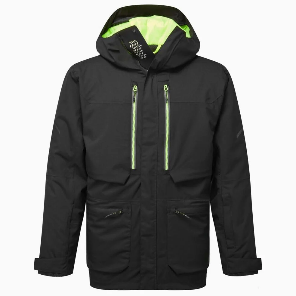 Portwest EV461 Parka d'hiver imperméable pour homme – Veste de pluie isolée respirante réfléchissante avec capuche et coutures soudées
