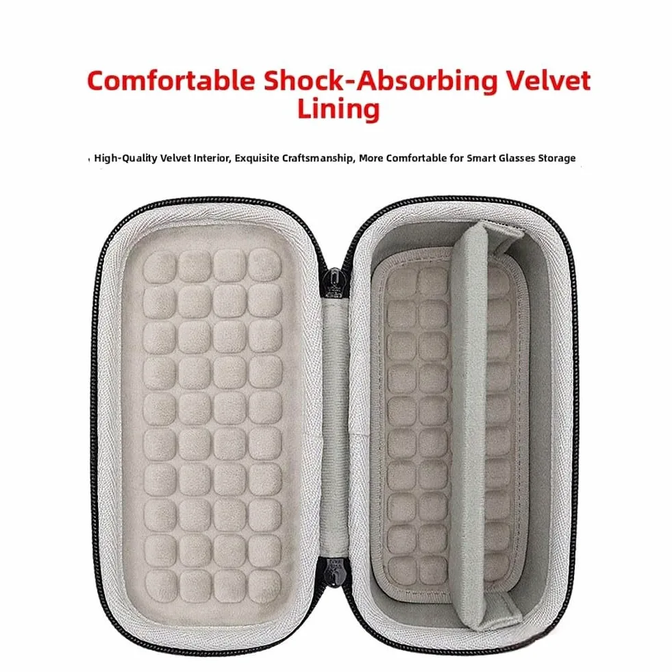 Étui de rangement rigide en EVA pour lunettes intelligentes INMO GO3 AI, boîte de transport portable avec fermeture éclair, coque rigide antichoc 22 x 22 x 10 cm