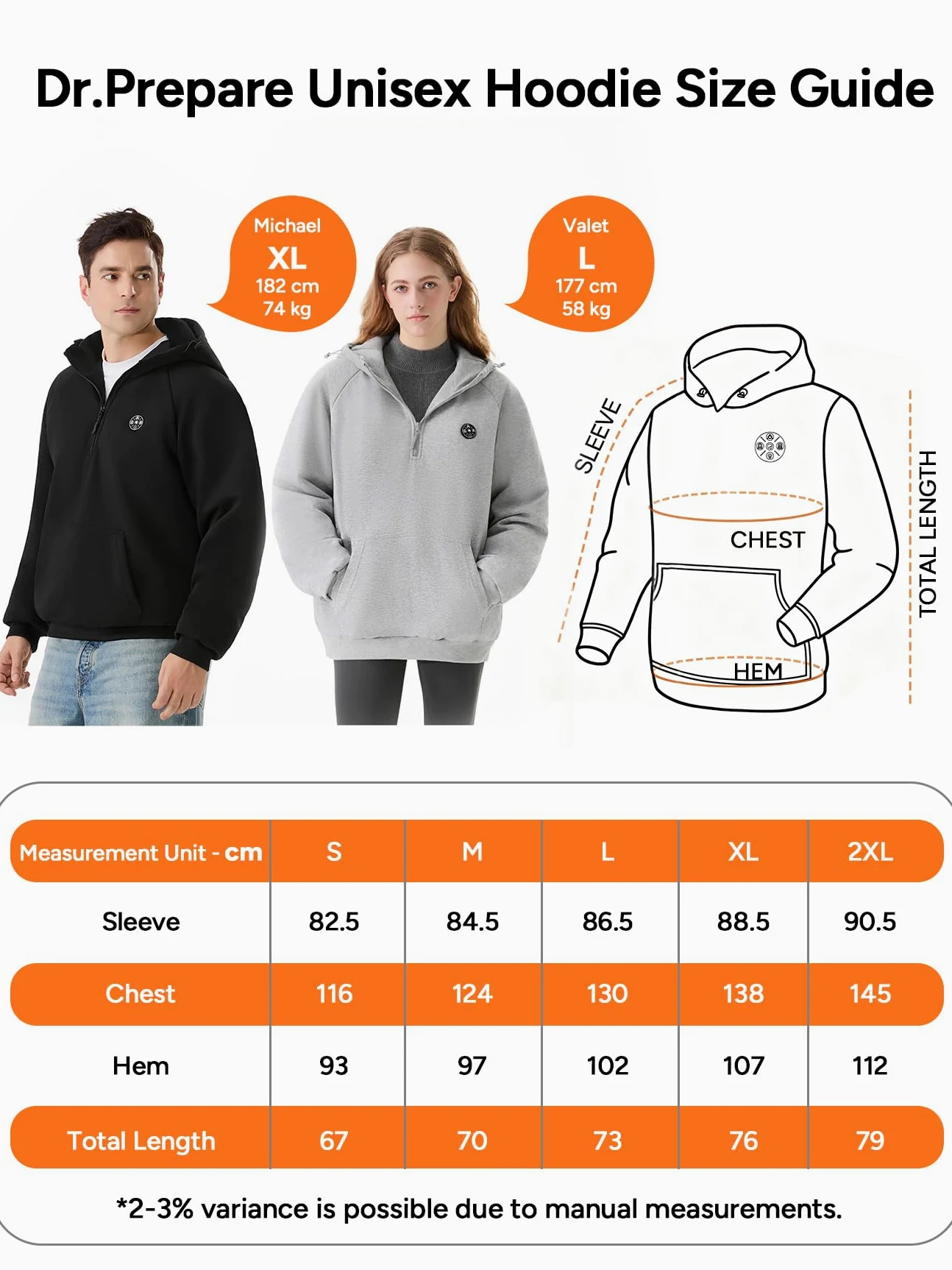 DR.PREPARE Sweat à Capuche Chauffant Homme Femme avec Batterie 16000mAh, 9 Zones Chauffantes, Chauffage Max 8H, Sweat Chauffant Unisex en Ultra-Épais pour Le Travail en Extérieur, Camper, Ski, Pêcher