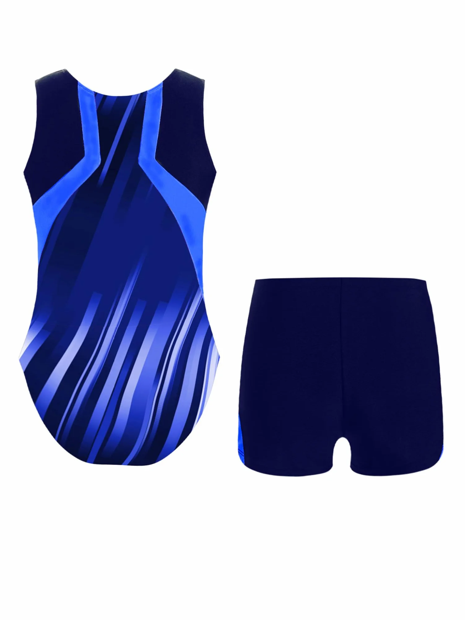 Mufeng Justaucorps Gymnastique Sans Manche Enfant Garçon Leotard Avec Short Tenue Danse Patinage